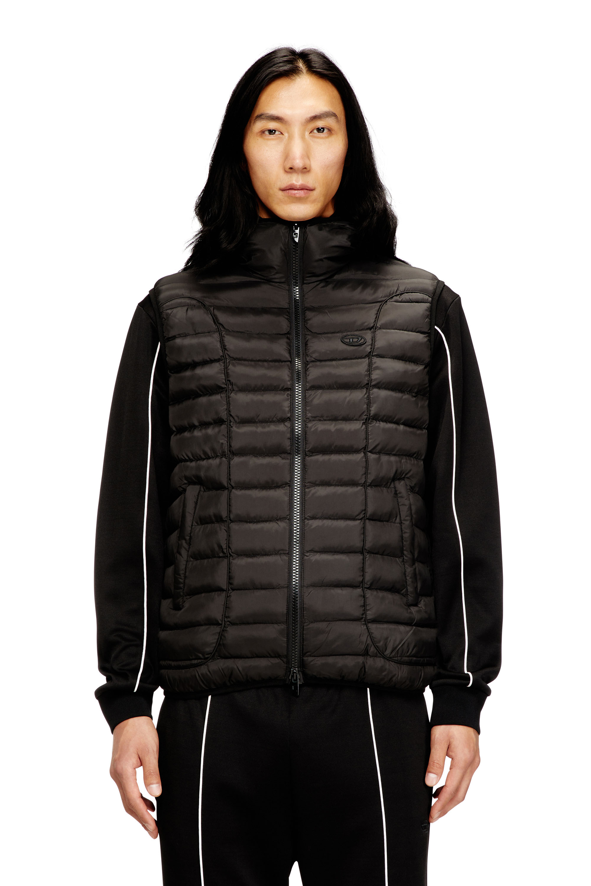 Diesel Men's Black - Hooded Puffer Vest In Light Nylon - Winter Jackets - Man Size 44