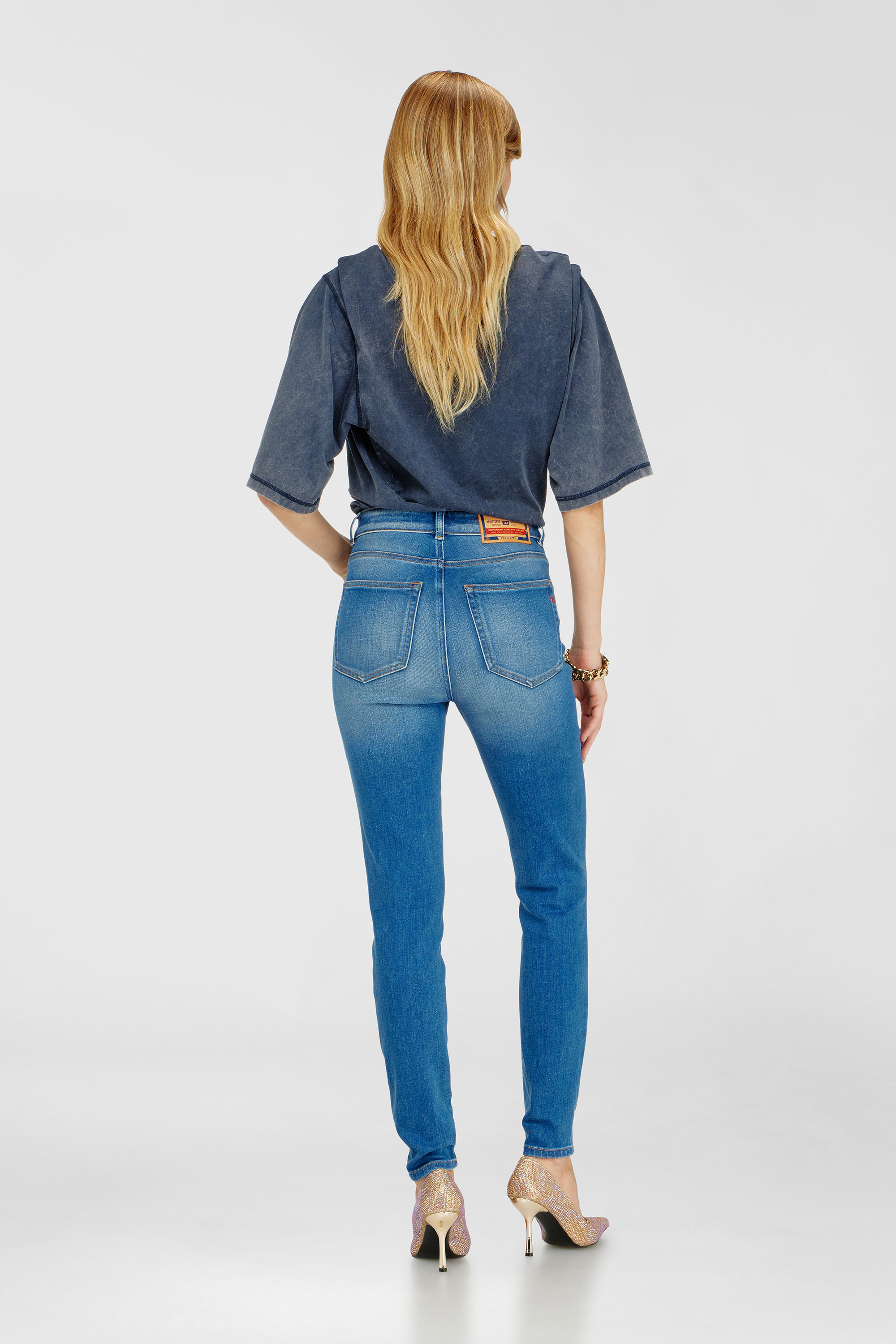 Diesel Skinny Jeans High Waist 1984 Slandy-High, Medium blue, Zip fly