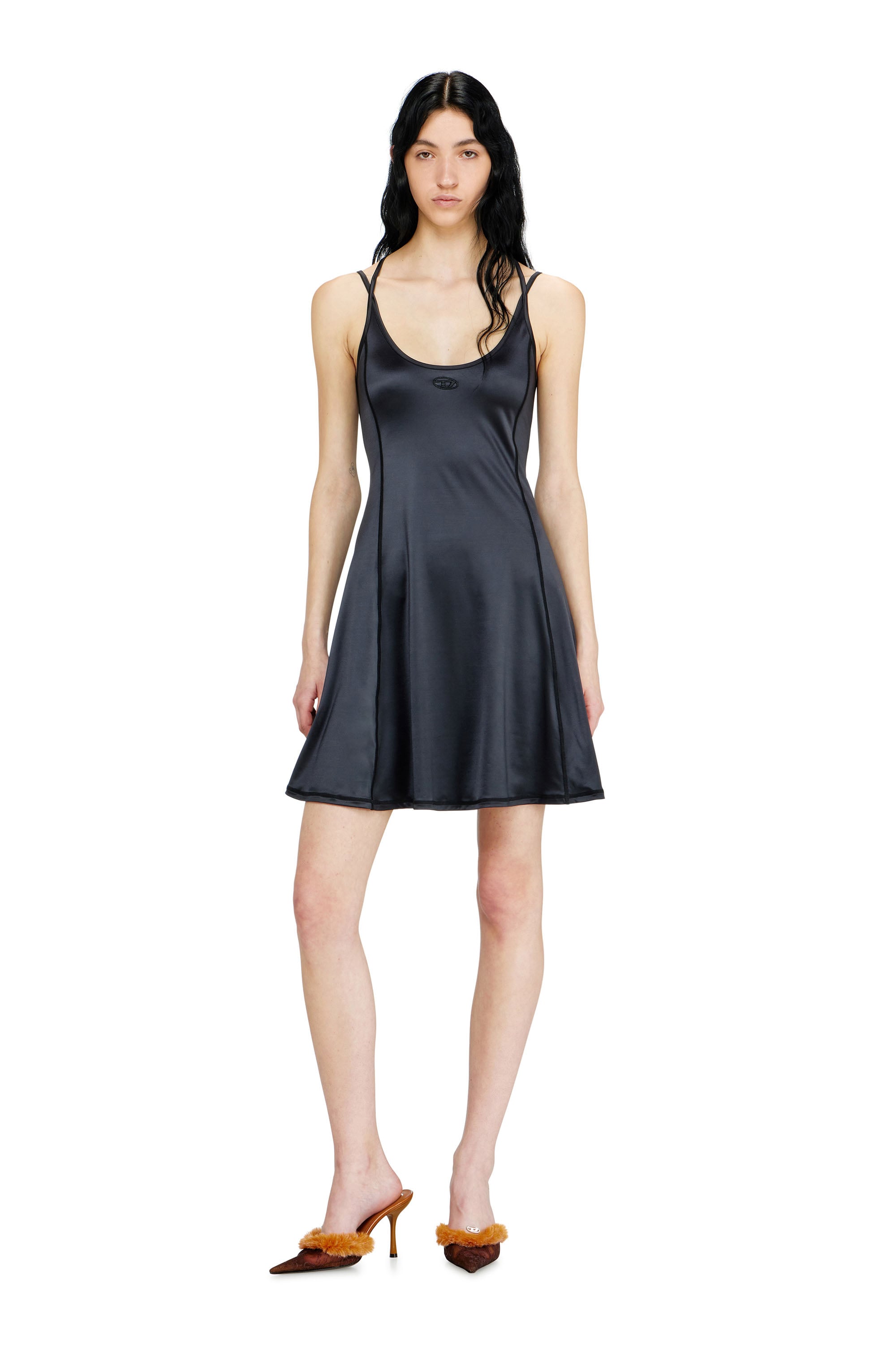 Diesel Women's Black - Fluid Mini Dress With Double Straps - Dresses - Woman Xxs