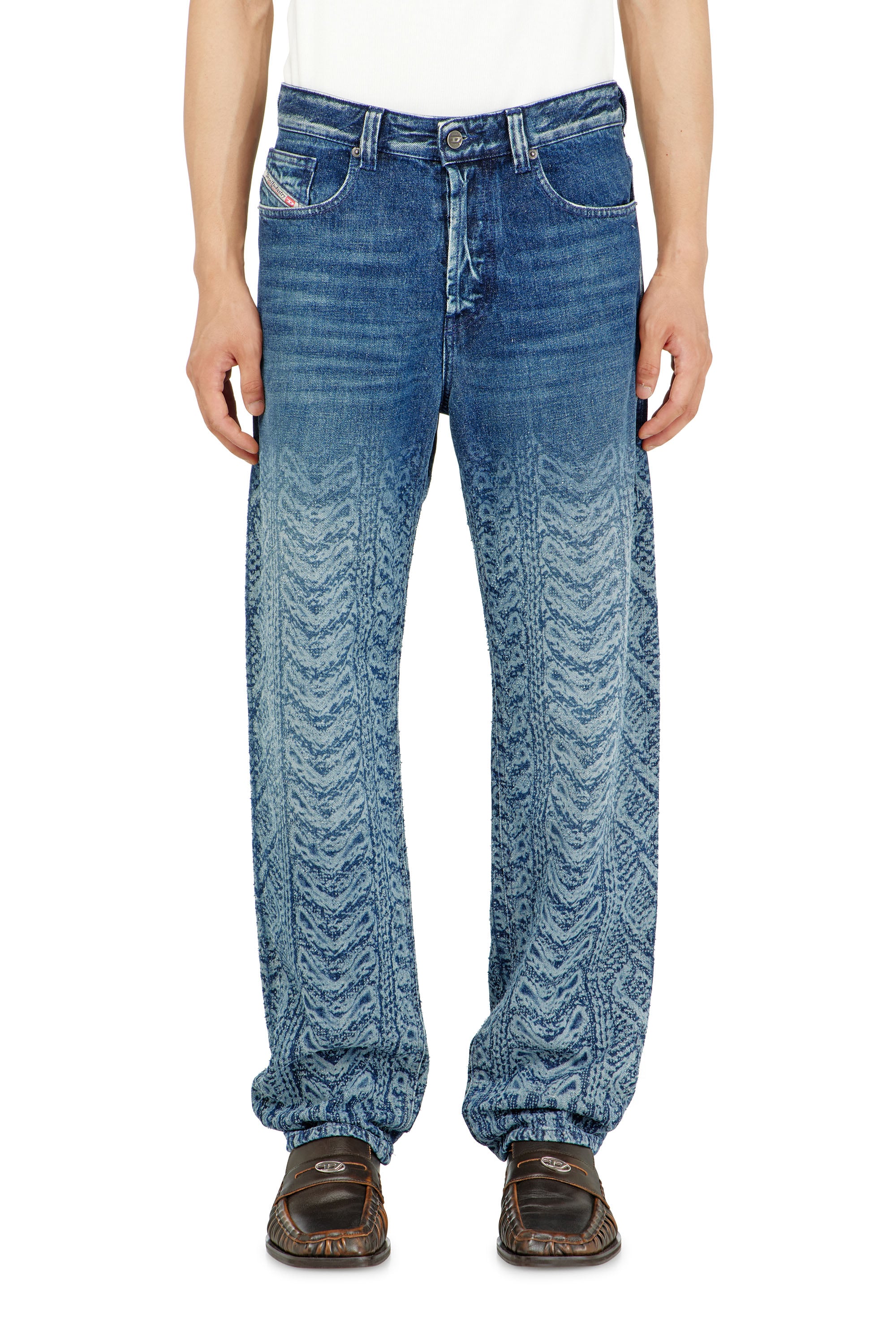 Diesel Herren Blau Regular Jeans Regular Waist 2024 D-Macs, Dunkel, Knopfverschluss Größe 31