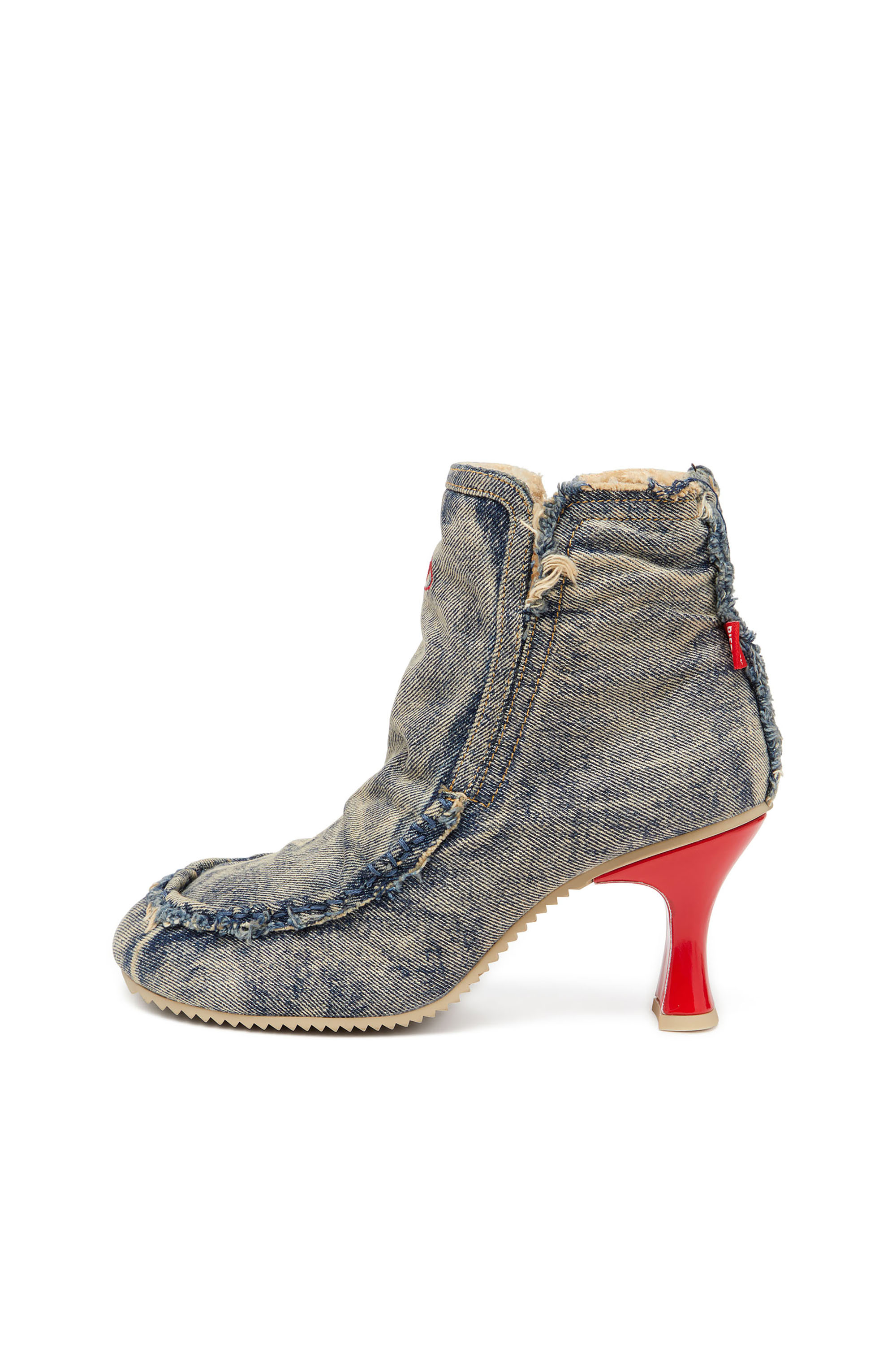Diesel - D-WOODSTOCK HEEL AB, Woman's D-Woodstock - Denim boots with heel in Blue - 3