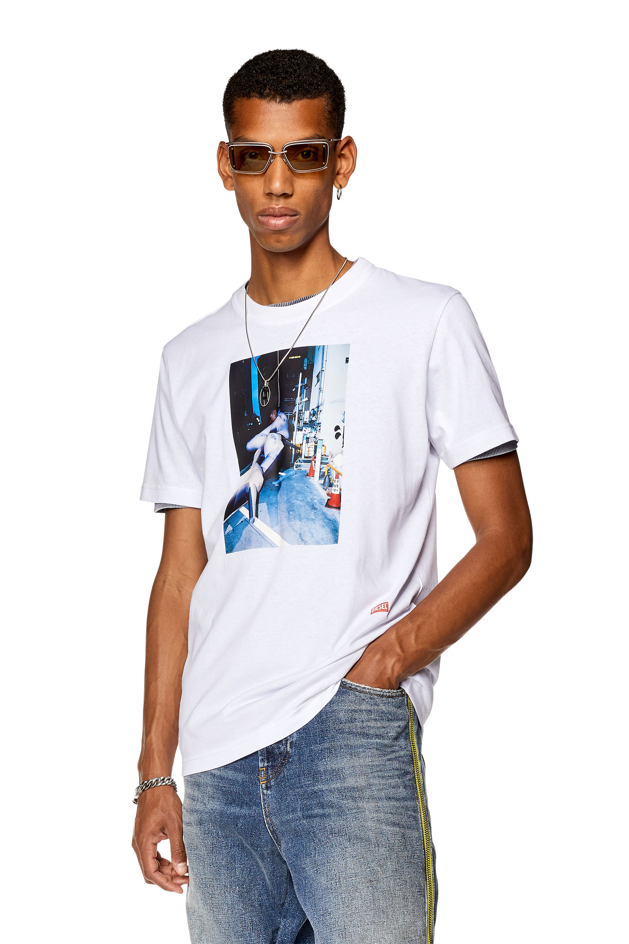 Diesel - T-shirt with front photo print - T-Shirts - Man - White