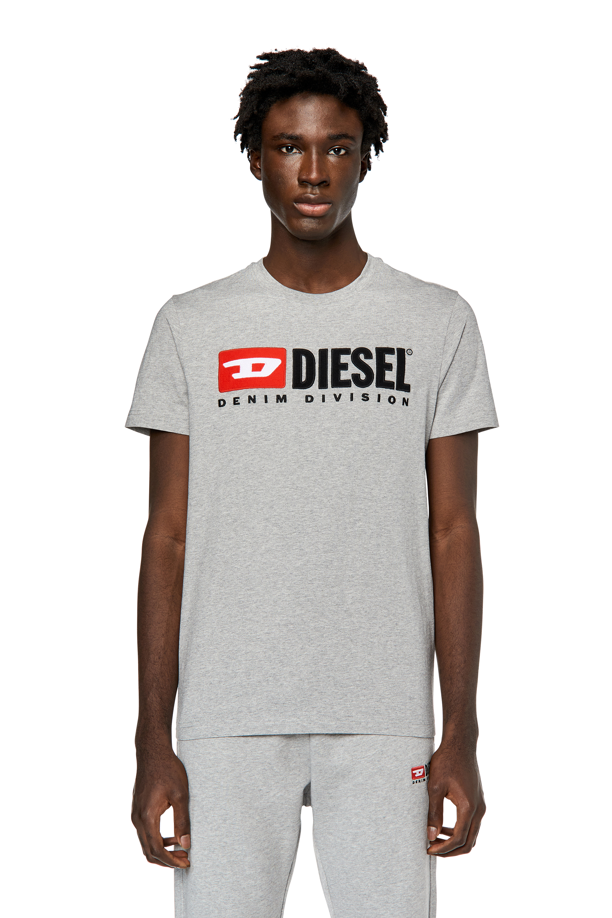 Diesel - T-shirt with embroidered logo - T-Shirts - Man - Grey