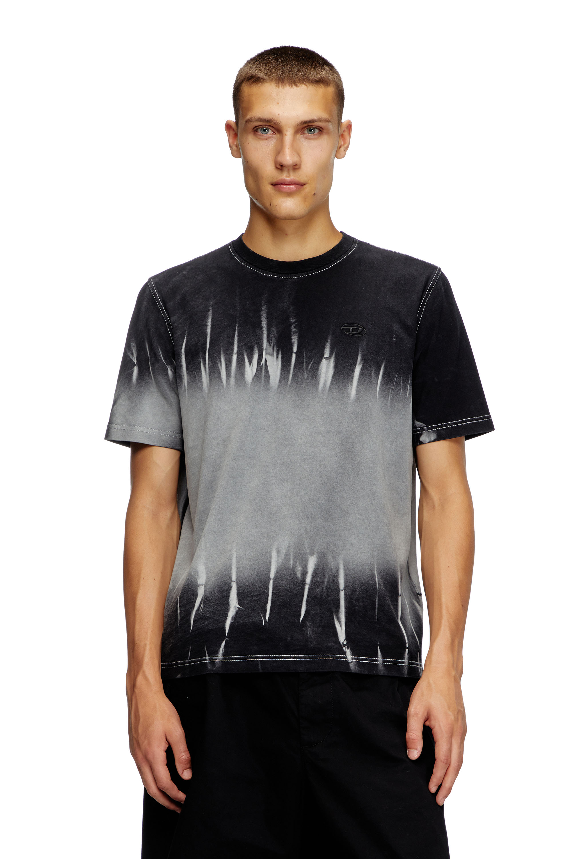 Diesel - Tie-dye T-shirt with logo embroidery - T-Shirts - Man - Black