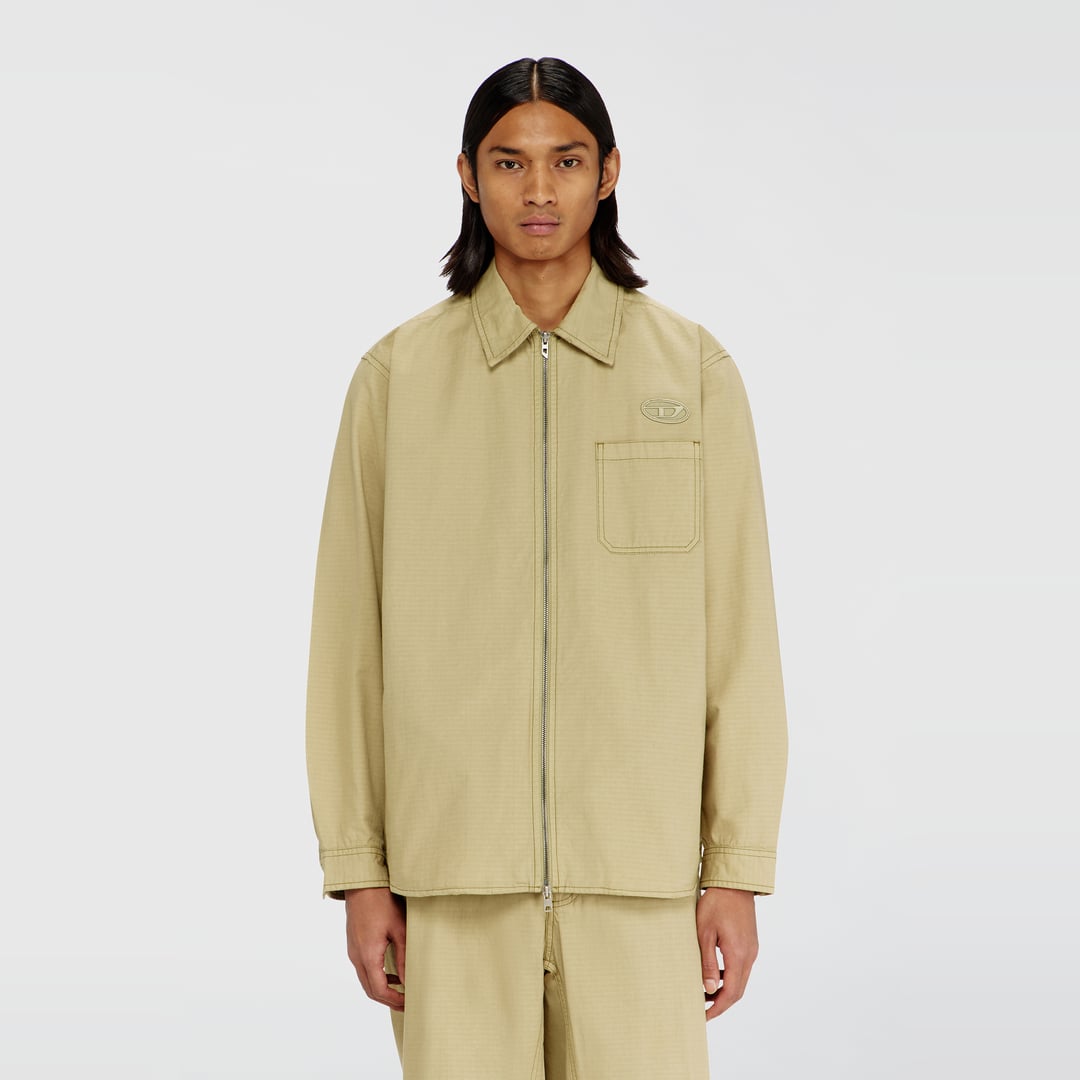 Diesel - Ripstop shirt with zip closure - Shirts - Man - Beige