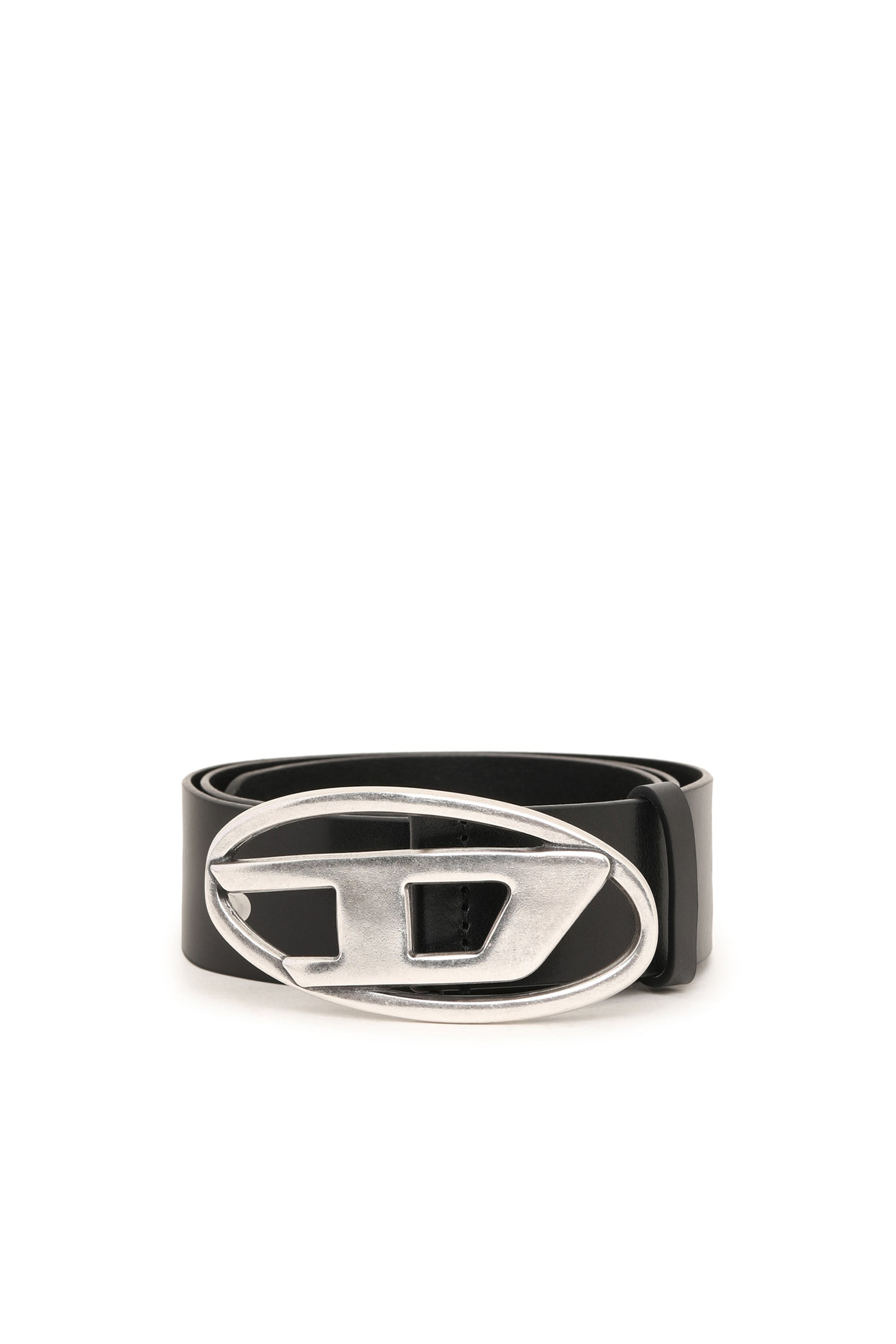 Diesel - 3.9cm leather belt with D buckle - Belts - Man - Black