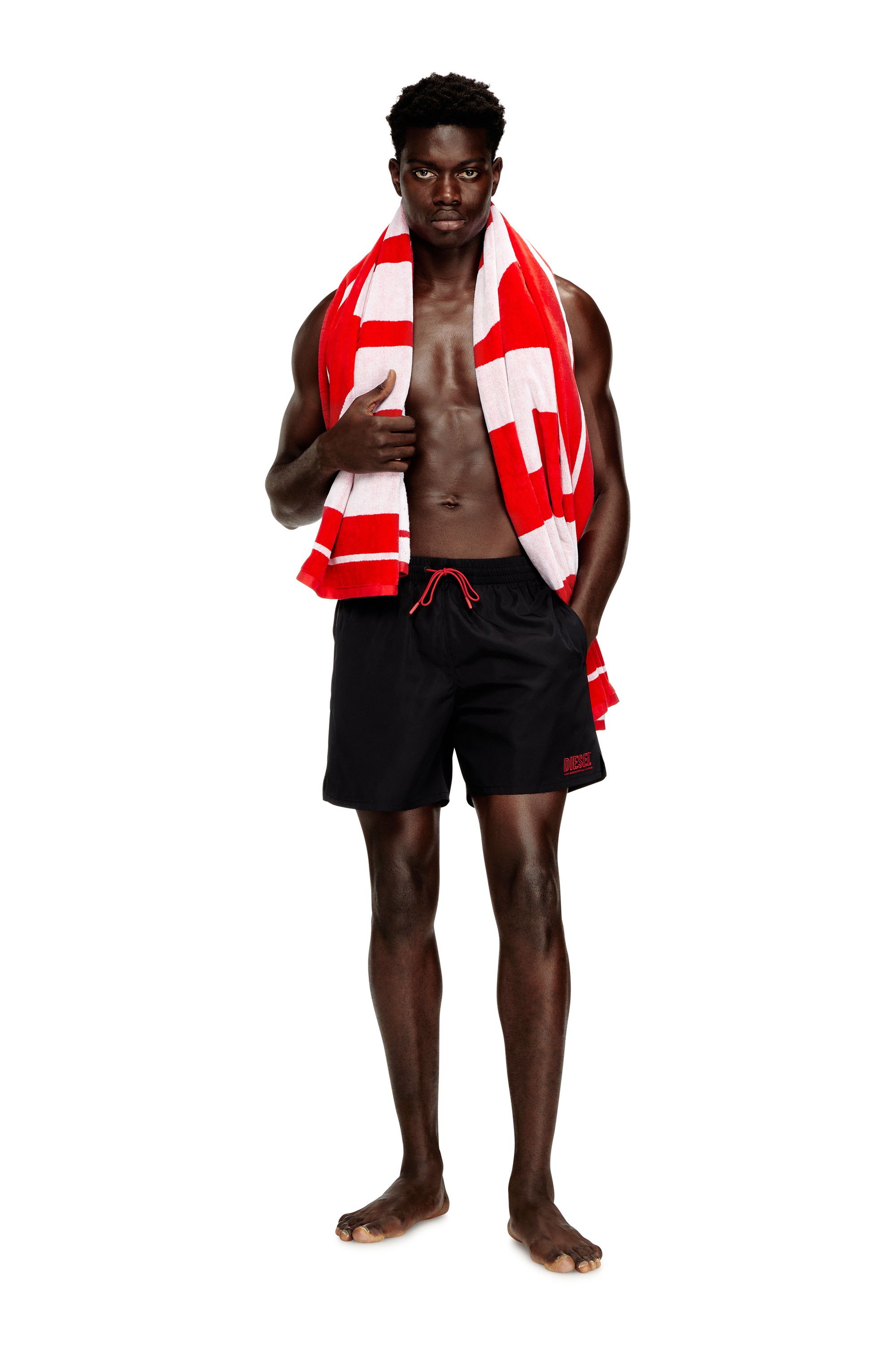 Diesel - SPORT-41-D-CORE, Man's Swim shorts with zip pocket in Black - 2