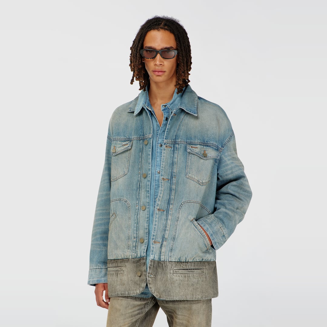Diesel - Denim jacket with contrast hem - Denim Jackets - Man - Multicolor