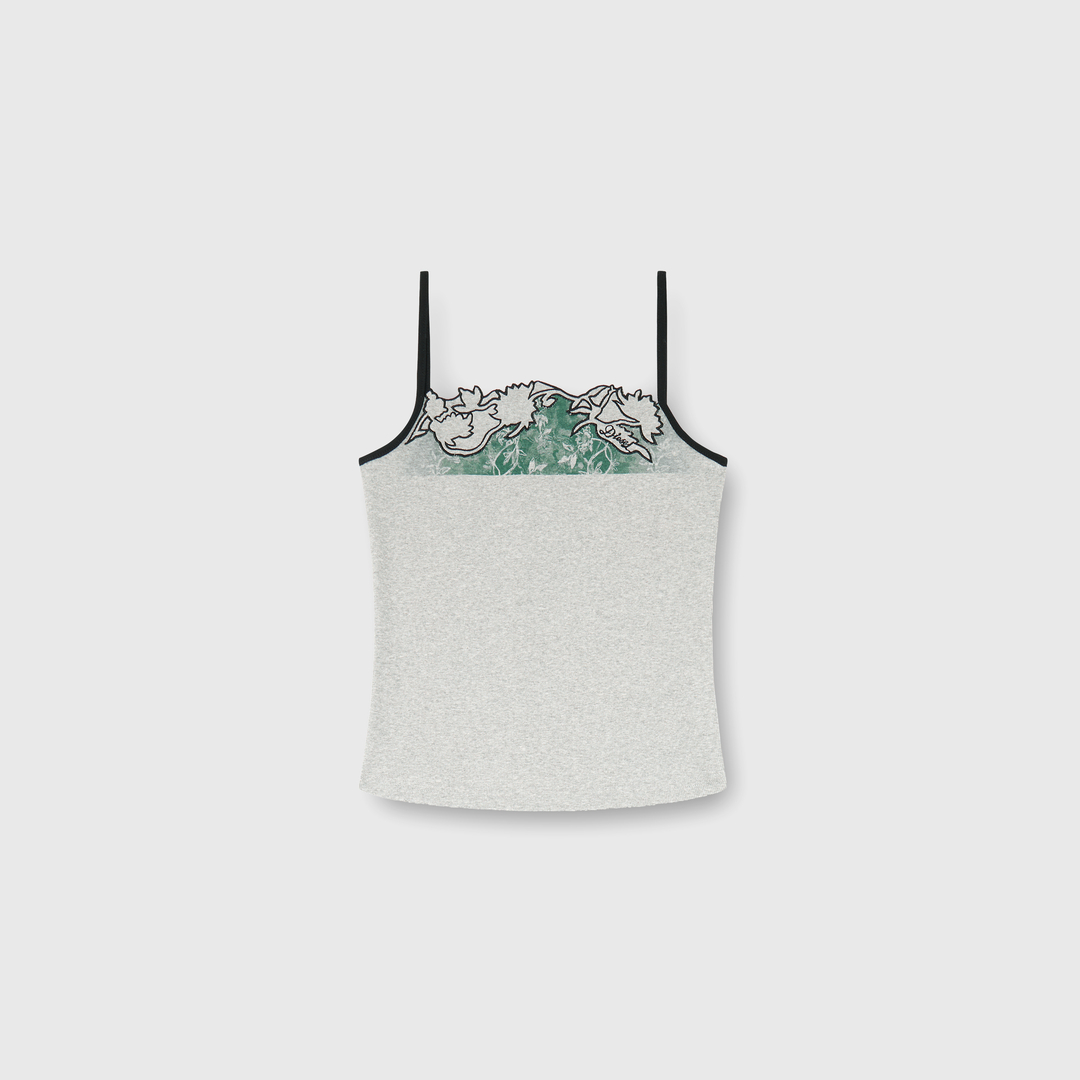 Diesel - Débardeur côtelé avec broderie florale en contour - Haut - Femme - Polychrome