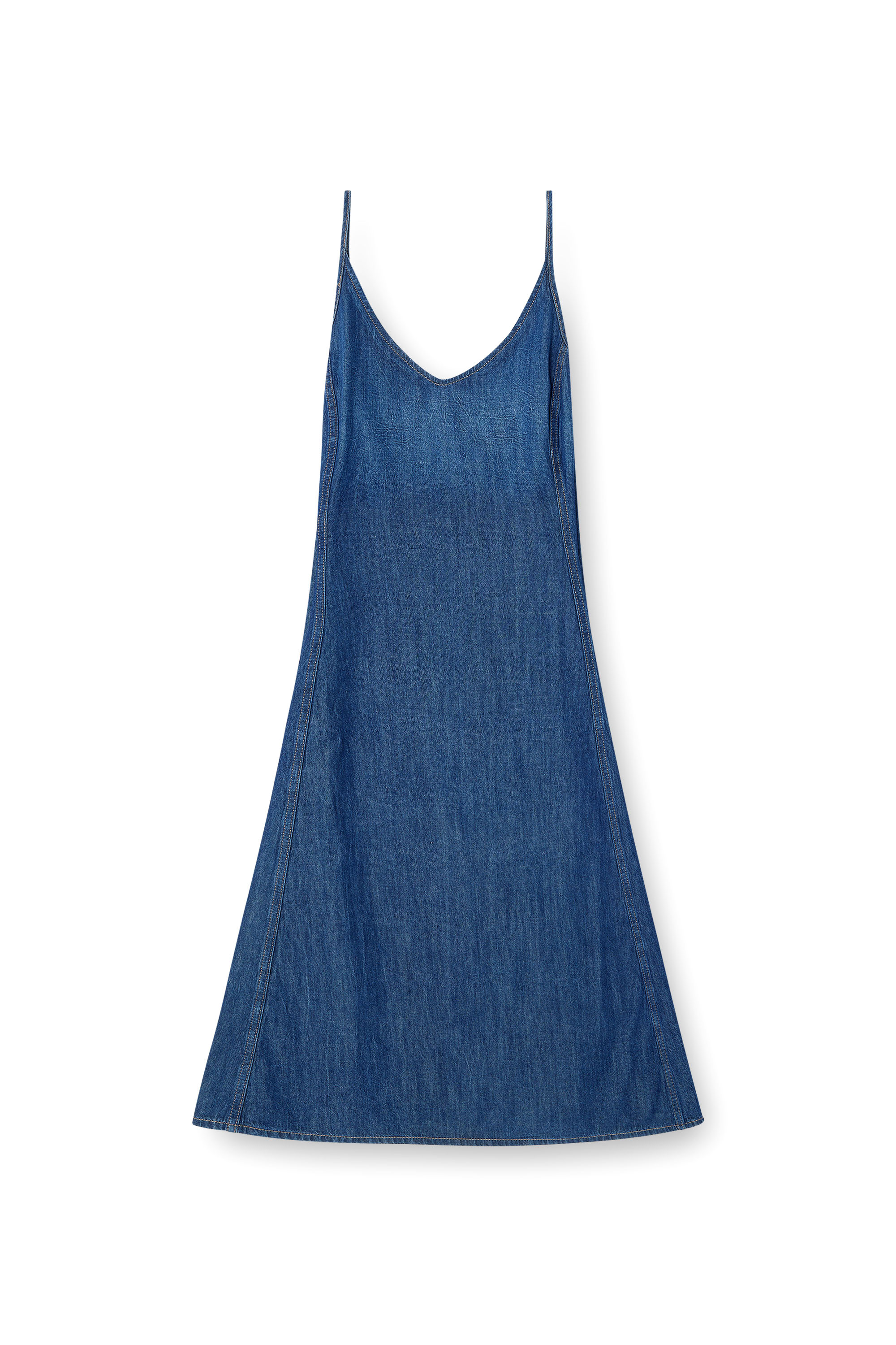 Diesel - DE-BELD-D, Woman's Midi dress in clean-wash denim in Medium blue - 3