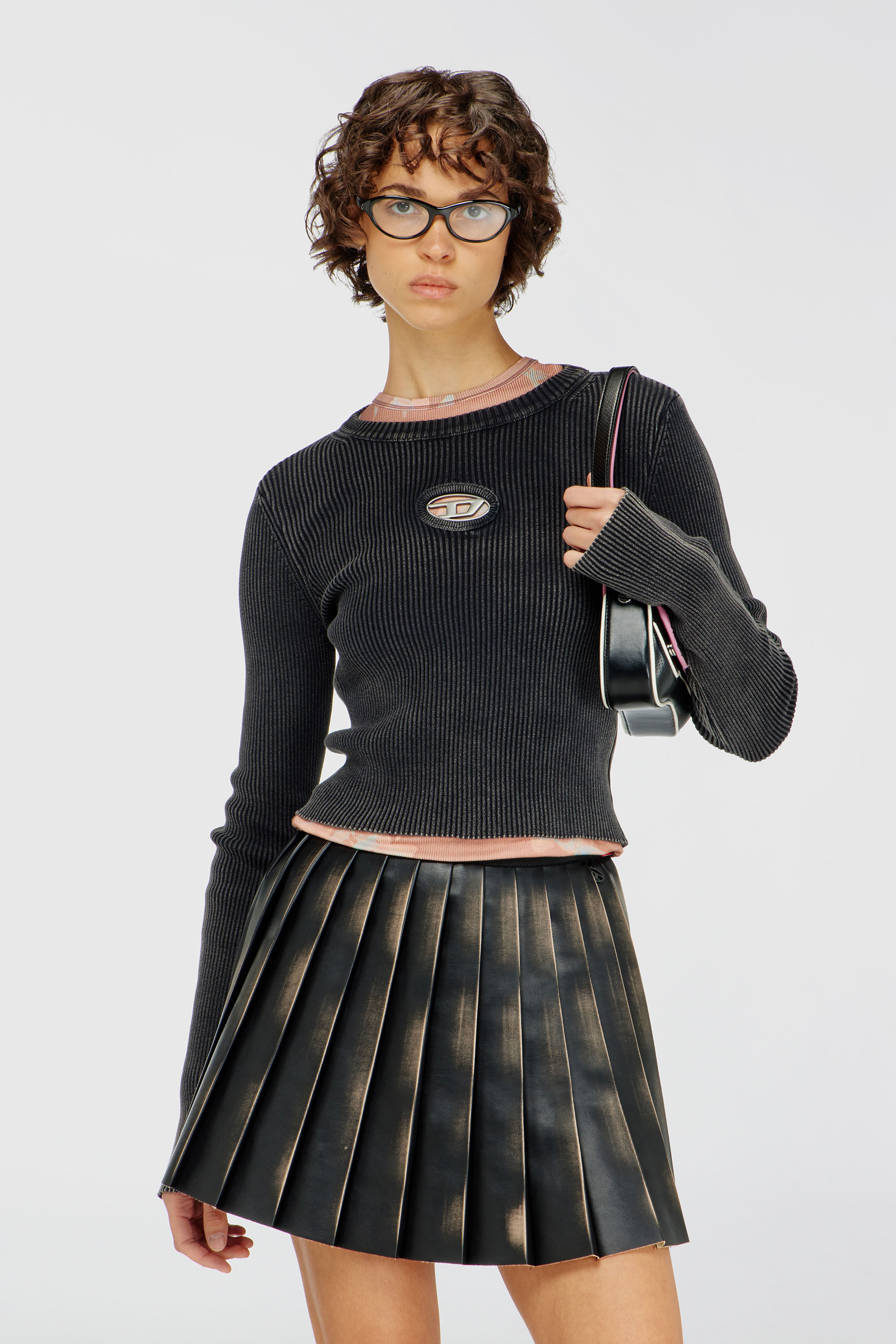 Diesel - Cropped jumper with cut-out logo - Tops - Woman - Black