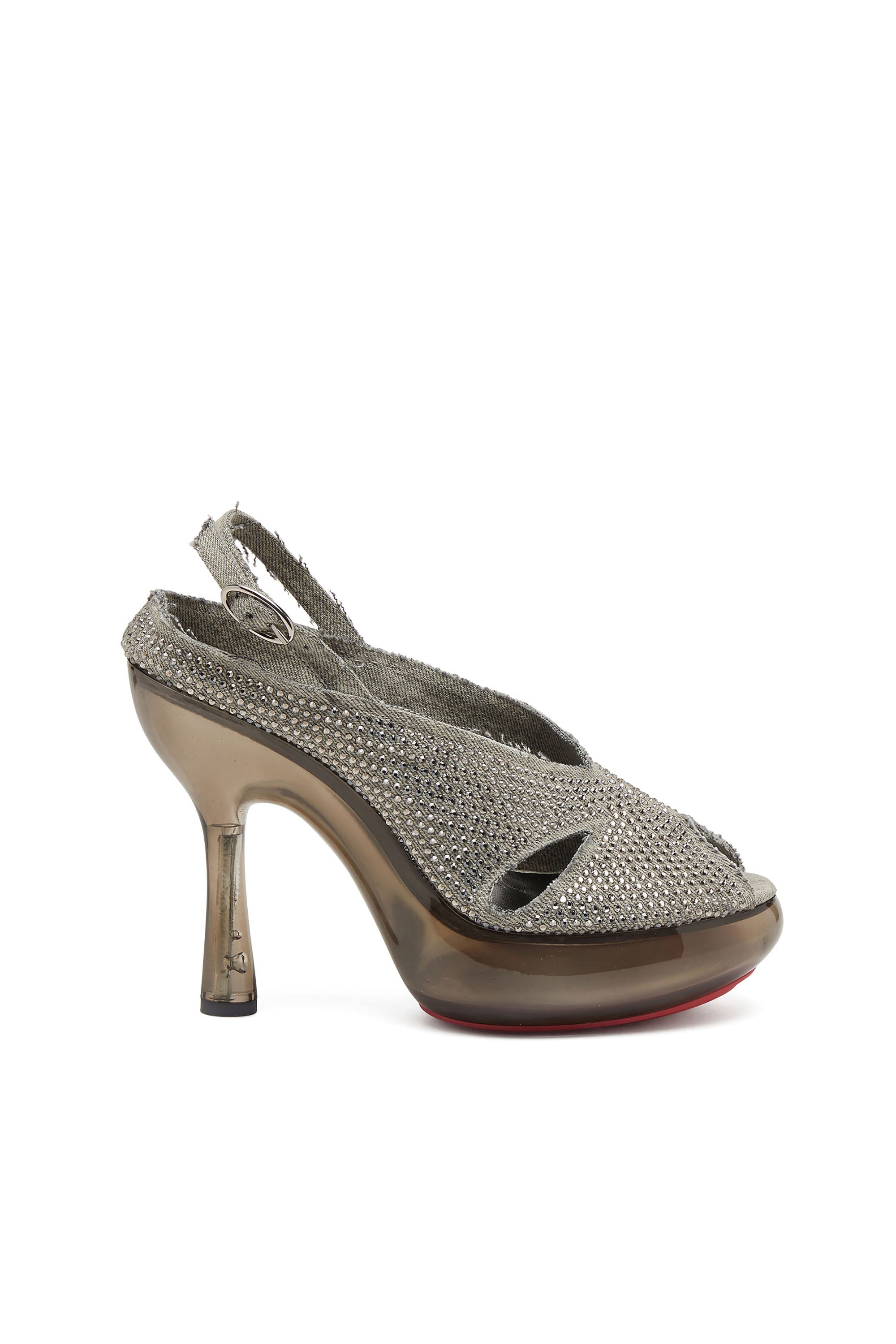 Diesel – D-Lake-Platform sandals in crystal denim and plexiglass – Sandals – Woman – Grey
