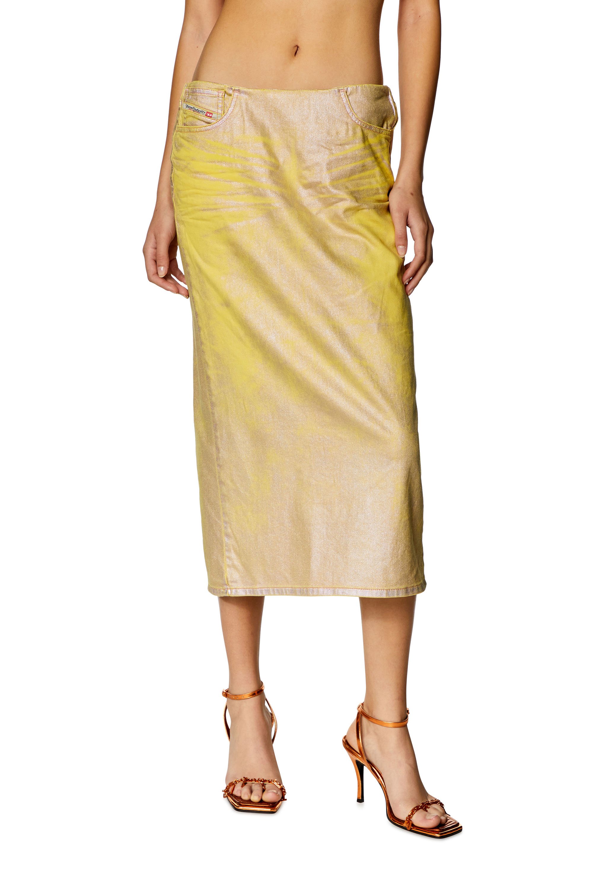 Diesel - Falda de denim laminado bicolor - Faldas - Mujer - Amarillo