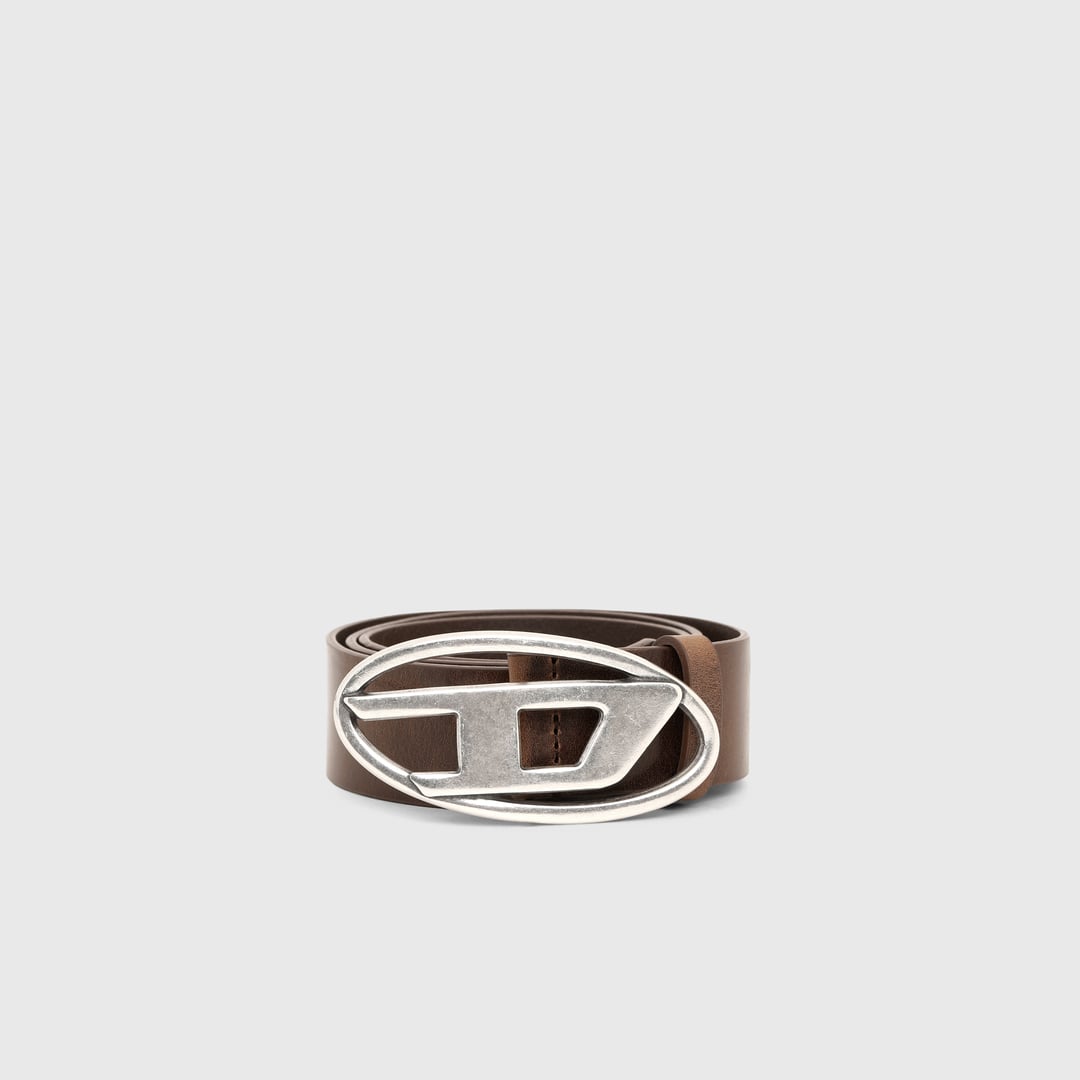 Diesel - 3.9cm leather belt with D buckle - Belts - Man - Brown