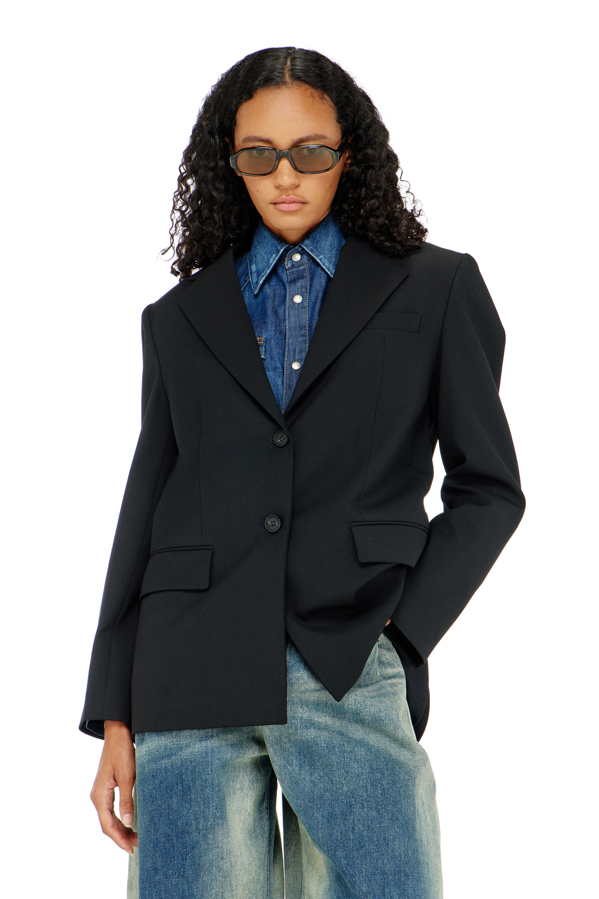 Diesel Women's Black - Blazer In Wool Blend - Jackets - Woman Size 46