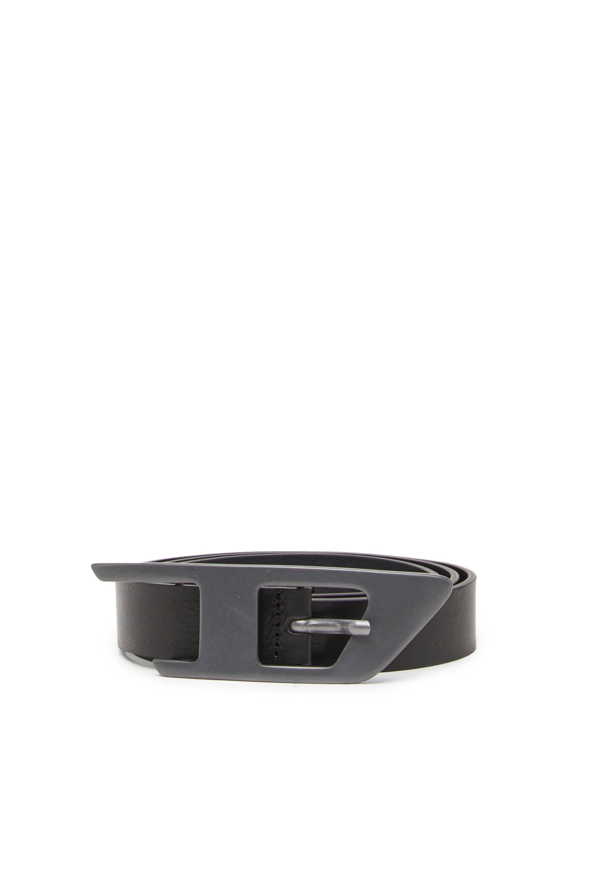 Diesel - Leather belt with maxi D buckle - Belts - Unisex - Black