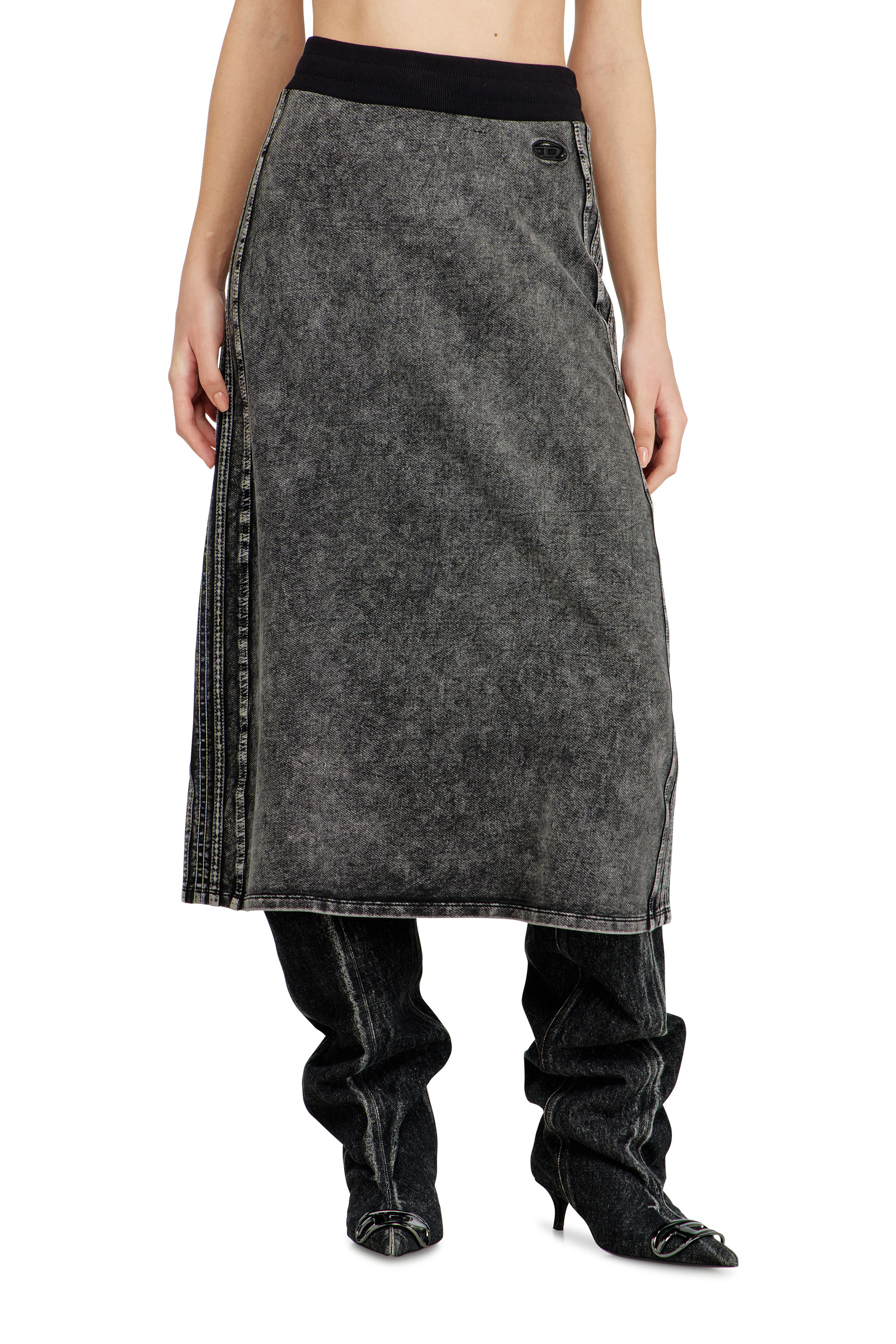 Diesel Women's Grey - Fleece Cotton Skirt With Side Bands - Skirts - Woman Xxs