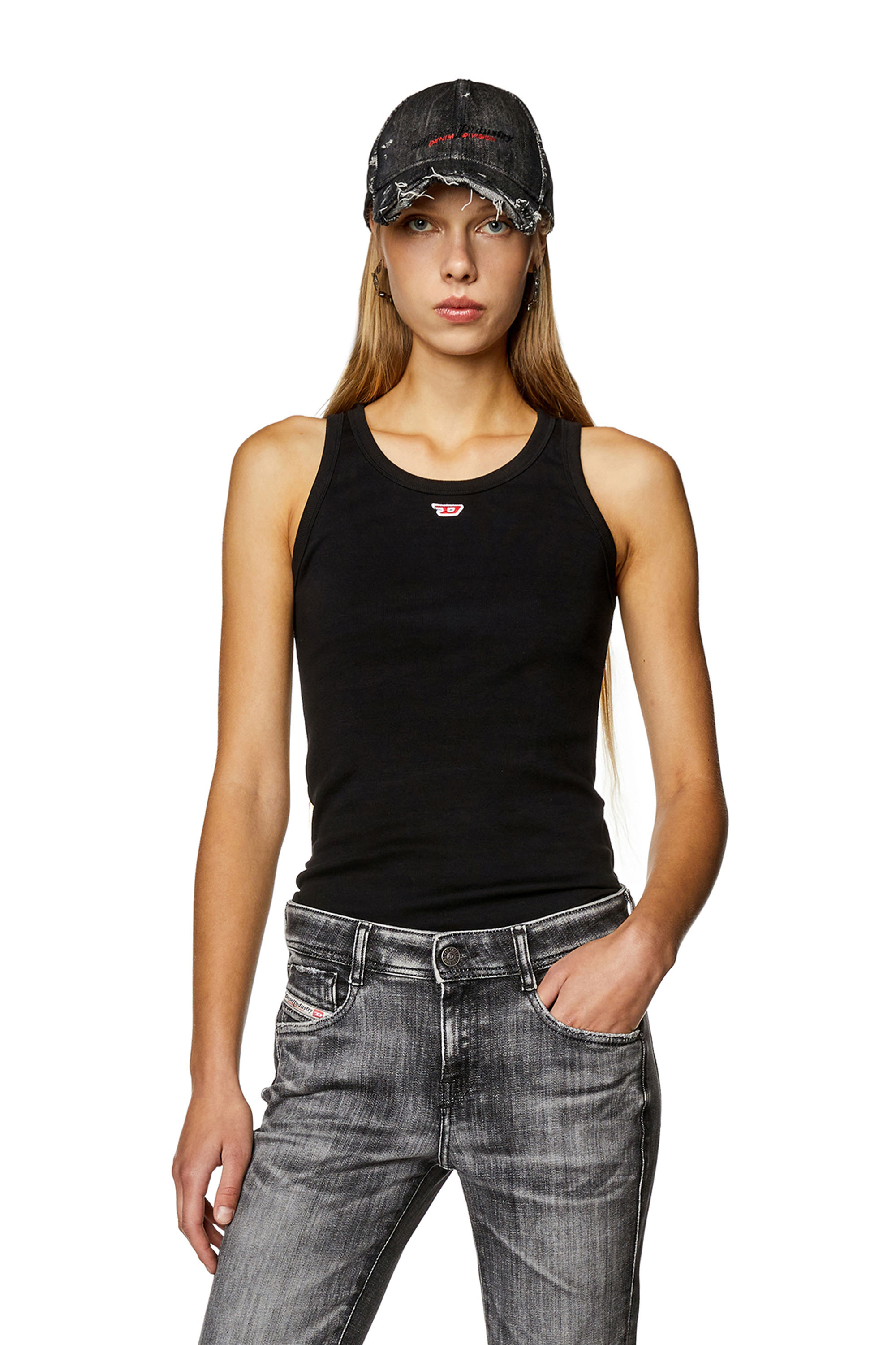 Diesel - Tank top with embroidered D patch - T-Shirts - Woman - Black