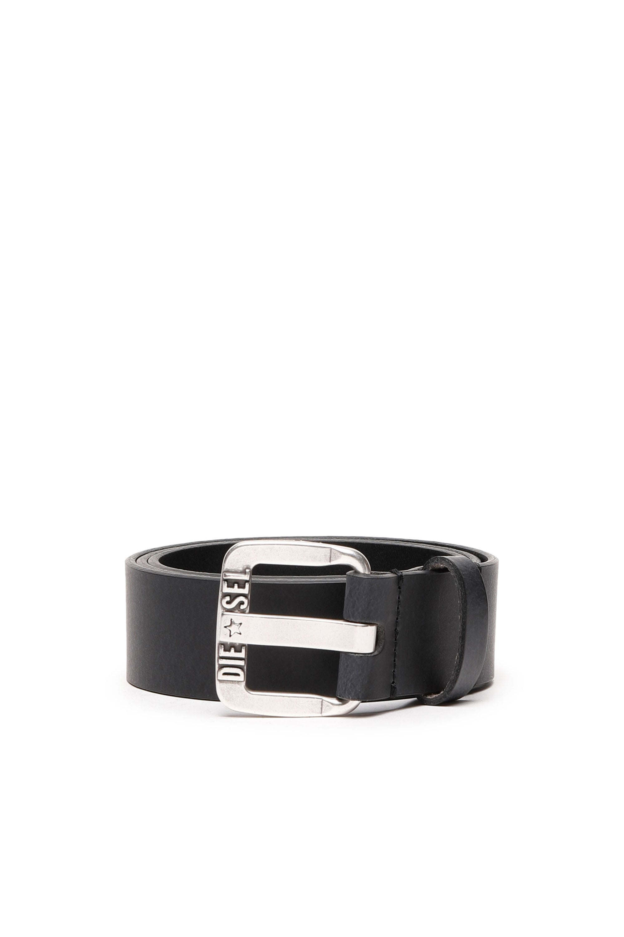 Diesel Men's Black - 3.9Cm Leather Belt With Metal Star Logo Buckle - Belts - Man Size 75