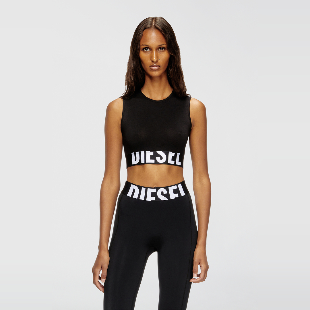 Diesel Nero Donna - Crop Top Con Logo Tagliato - Tops Piccolo - Immagine 1