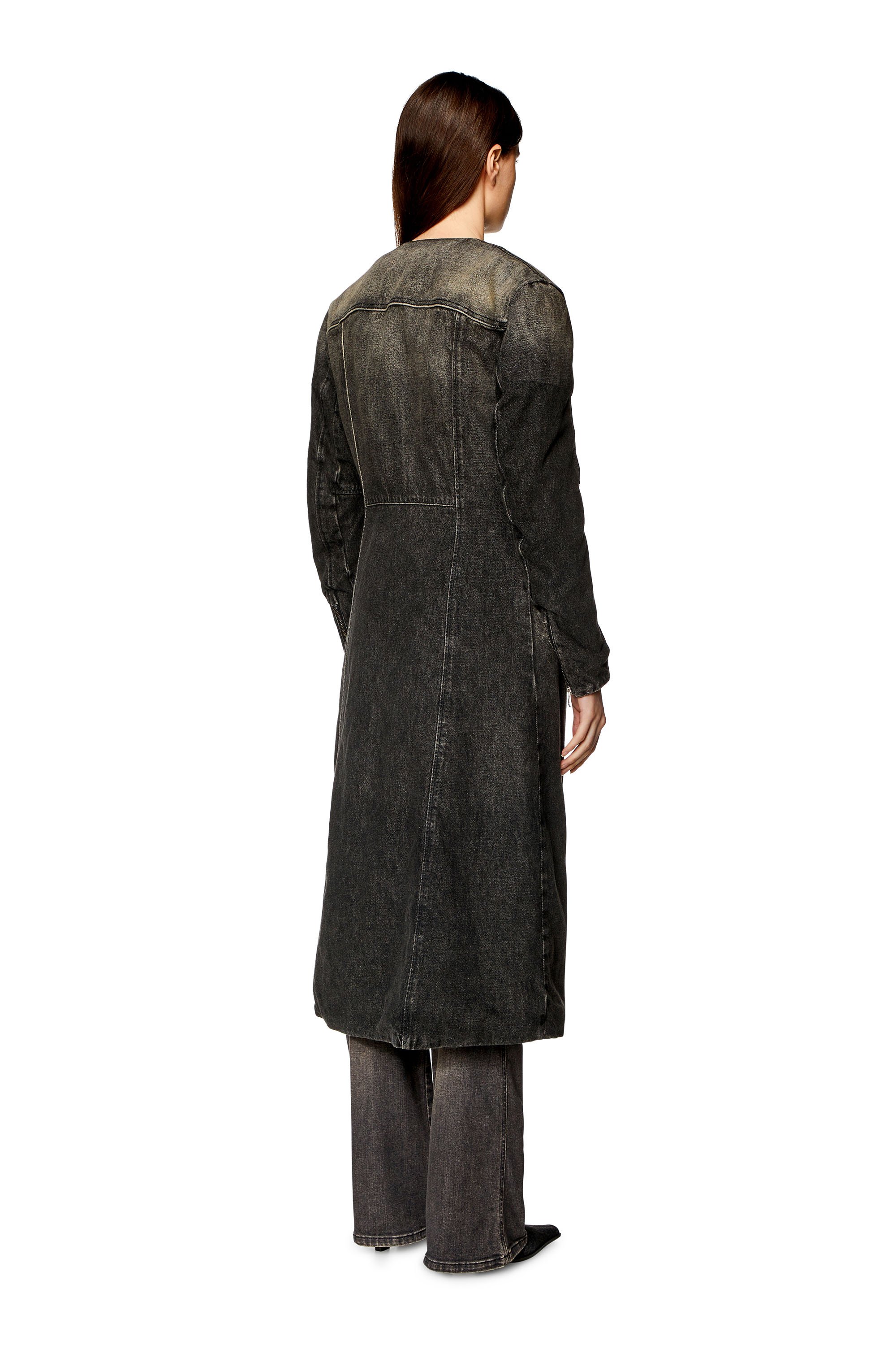 Diesel - Manteau en denim de coton et chanvre - Vestes en denim - Femme - Noir