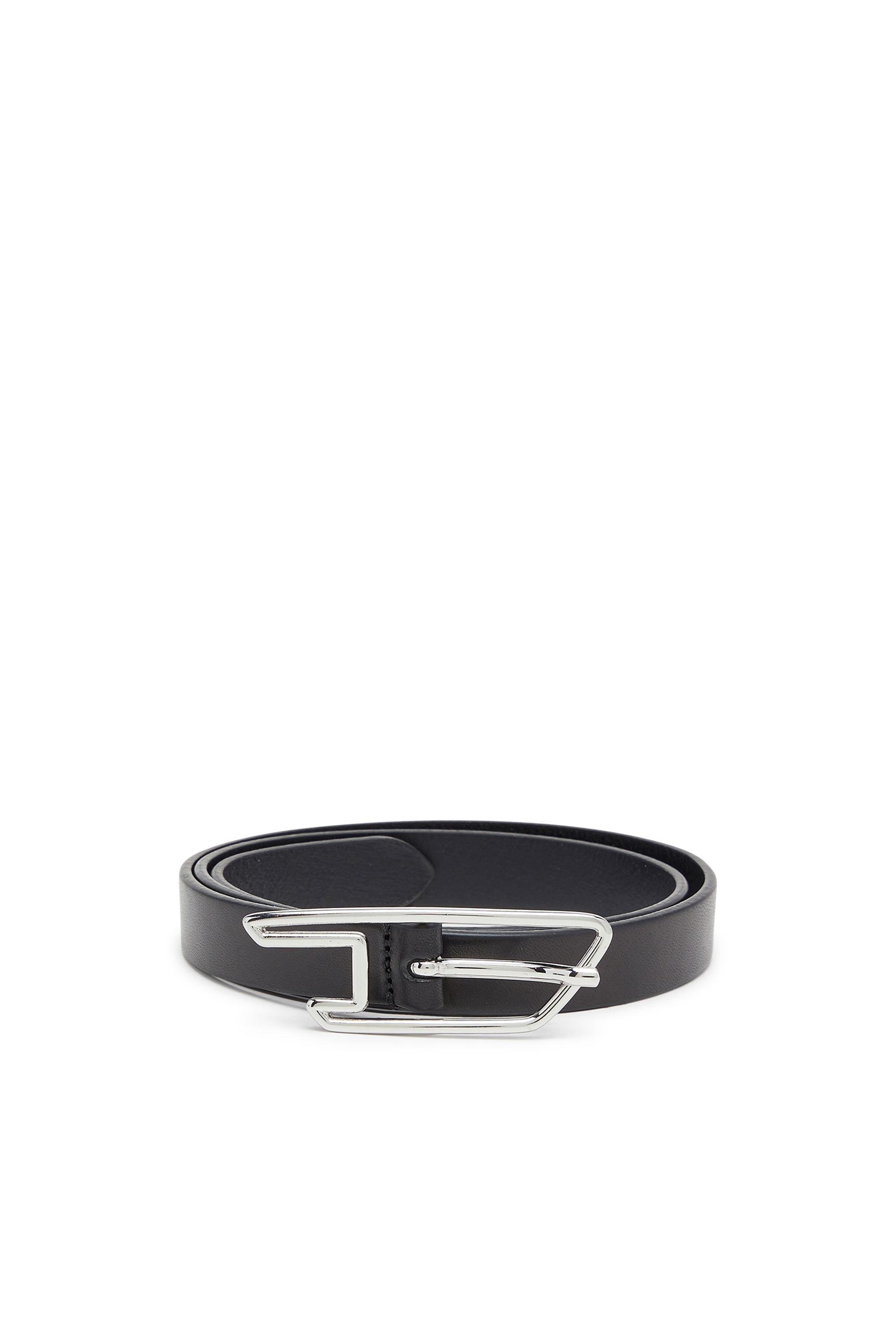 Diesel - B-D LINE W 20, Woman's 2cm belt in pull-up leather with D buckle in Black - 1