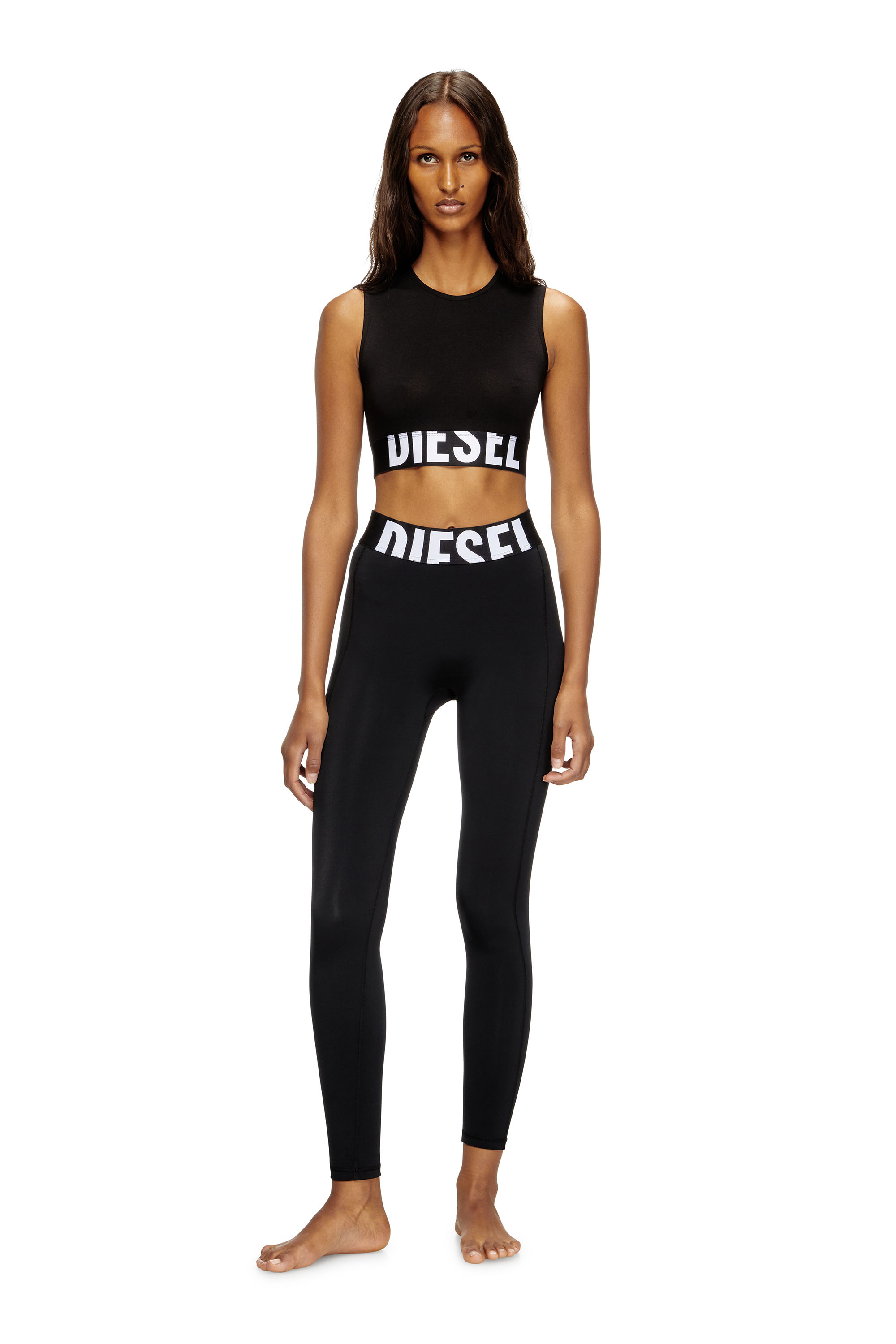 Diesel - ADA-D-POP, Woman's Cropped tank top with cut-off logo in Black - 2