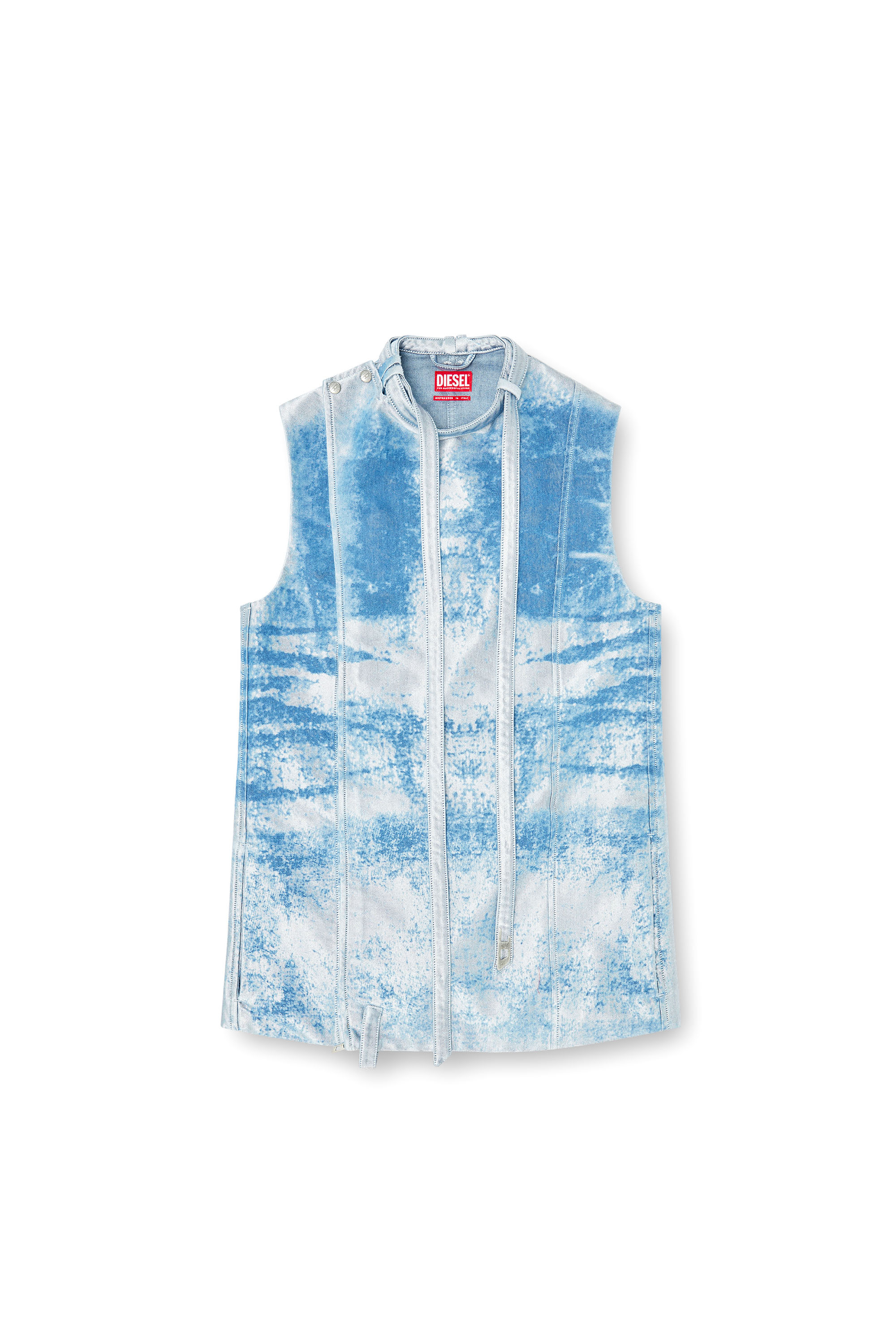 Diesel - D-LORMIL-FSI, Man's Sleeveless vest in coloured satin denim in Light Blue - 2