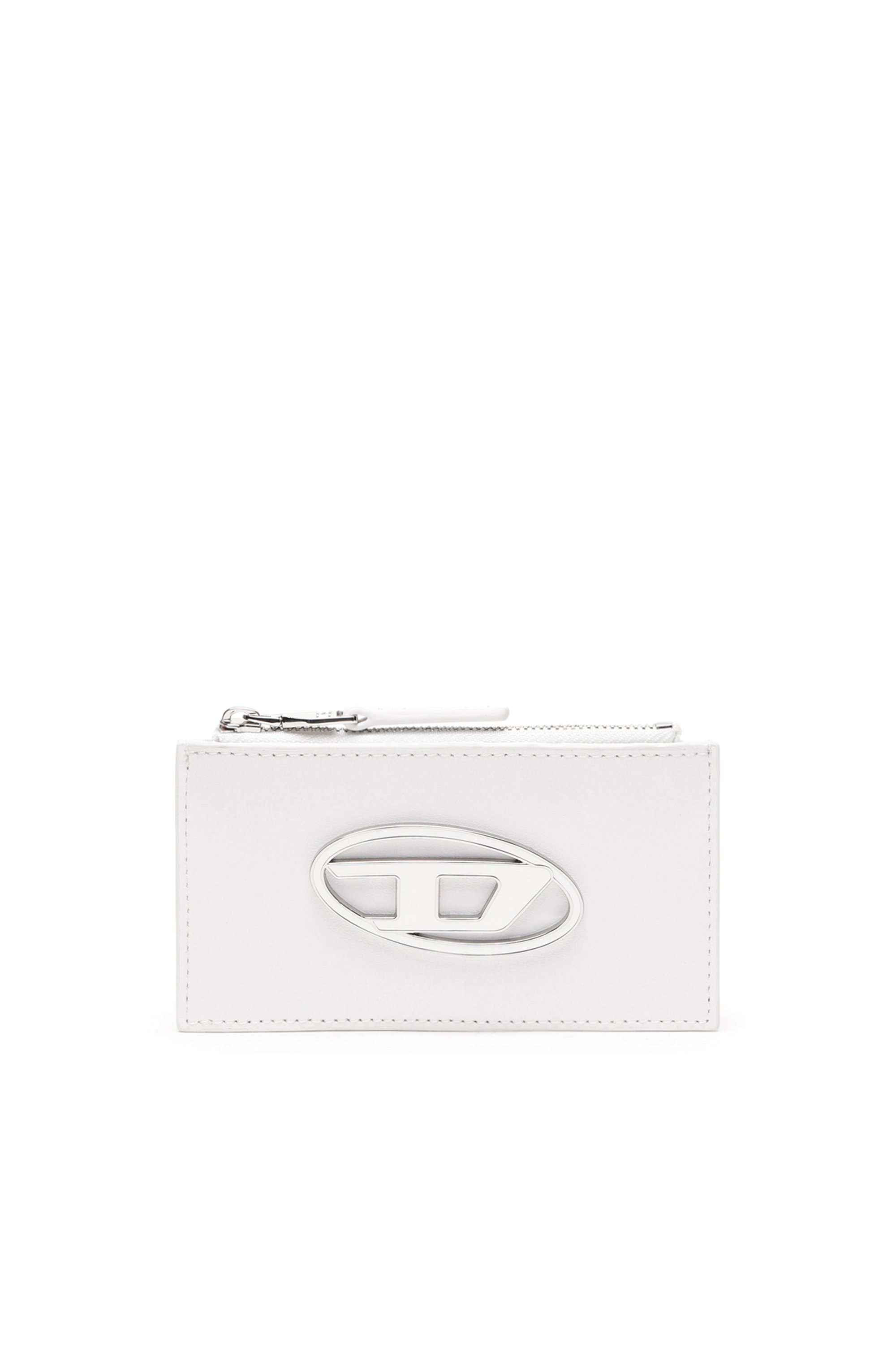 Diesel - Leather card case with logo plaque - Card cases - Woman - White