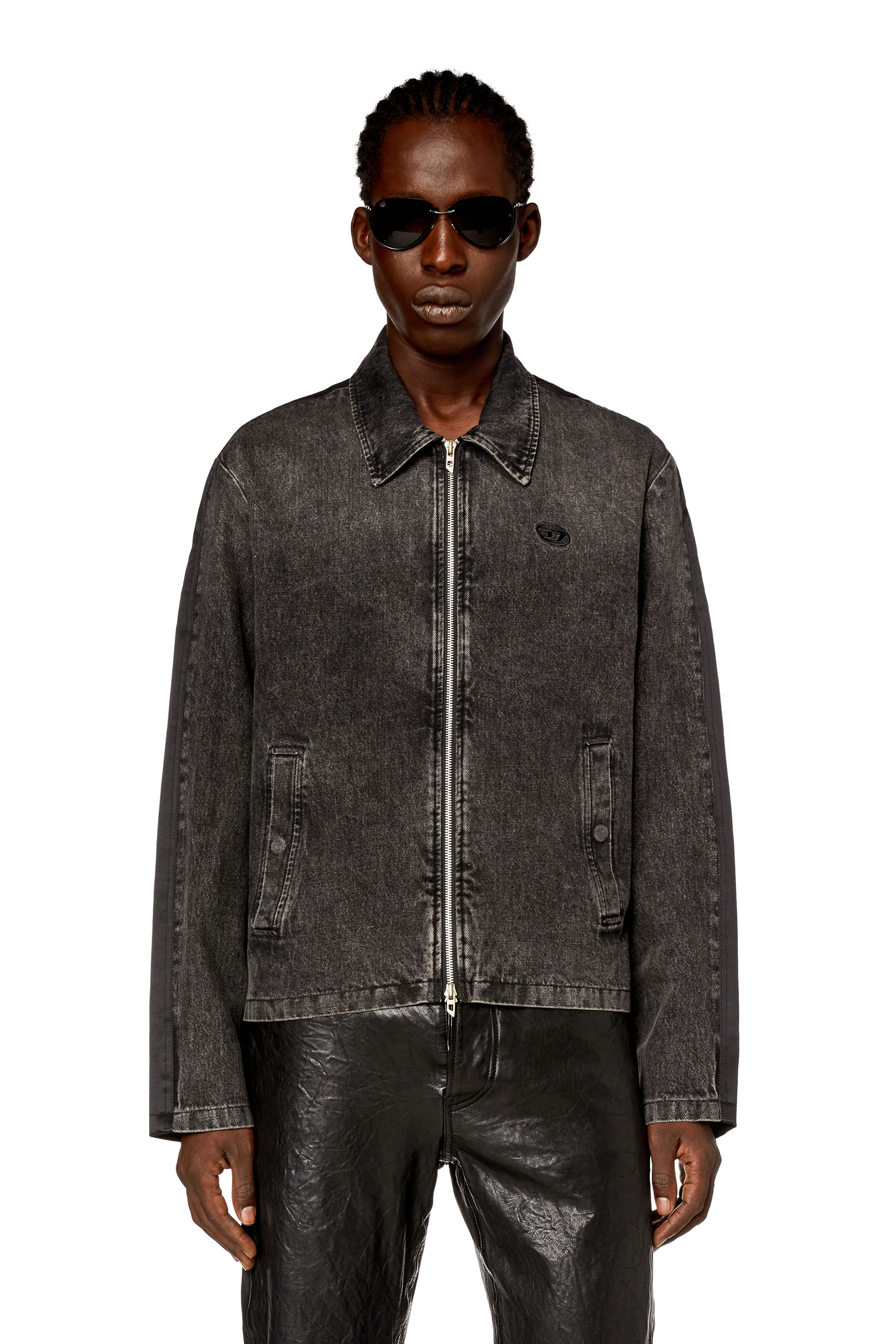 Diesel - Hybrid jacket in denim and twill - Jackets - Man - Black