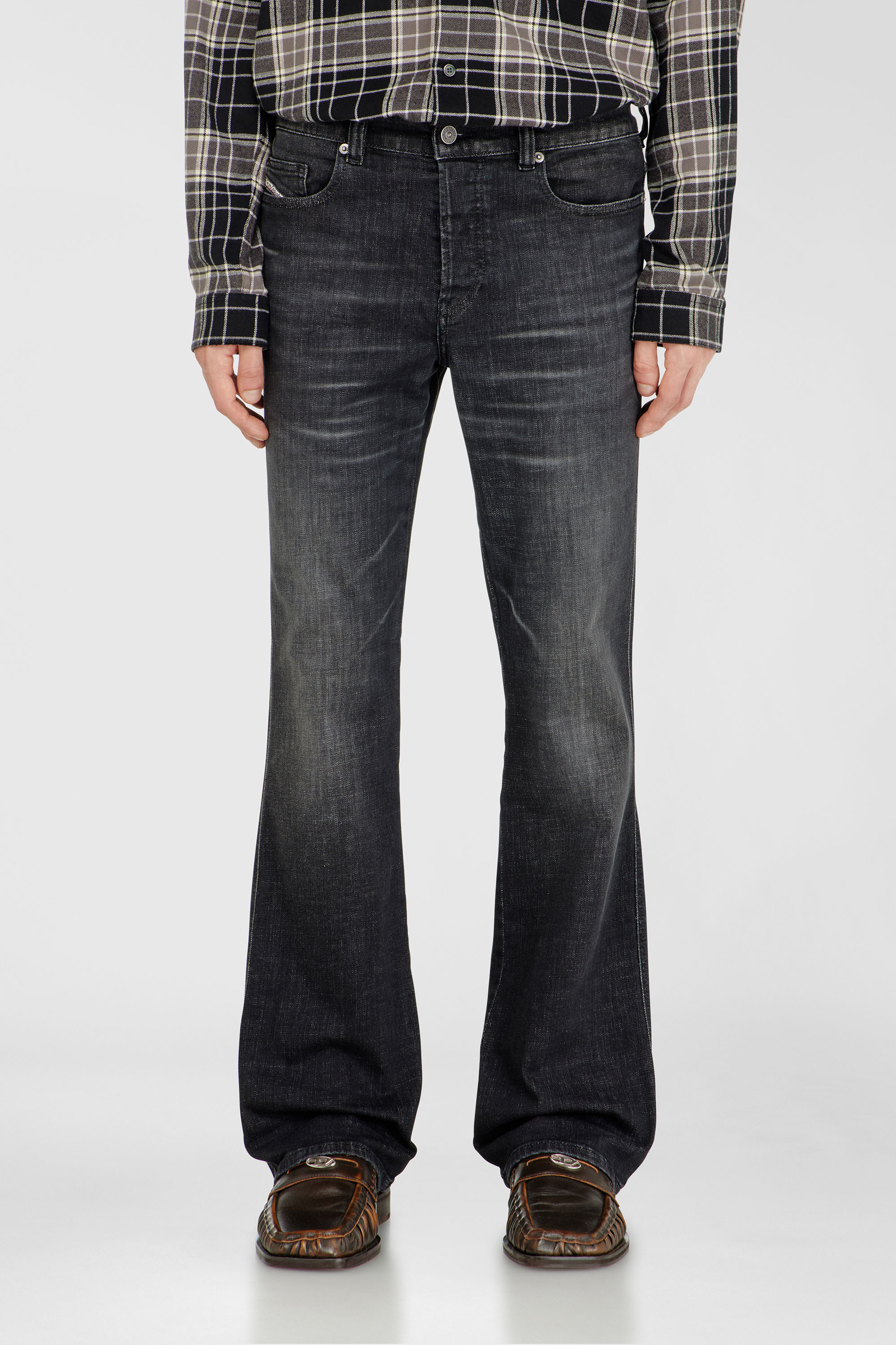 Diesel Bootcut Jeans Regular Waist 1998 D-Buck, Black/Dark grey, Button fly
