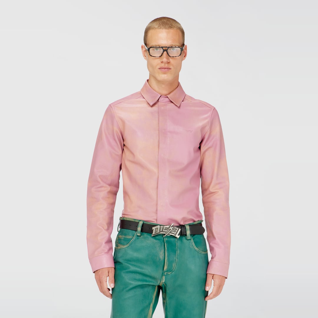 Diesel - Shirt in treated leather - Shirts - Man - Pink