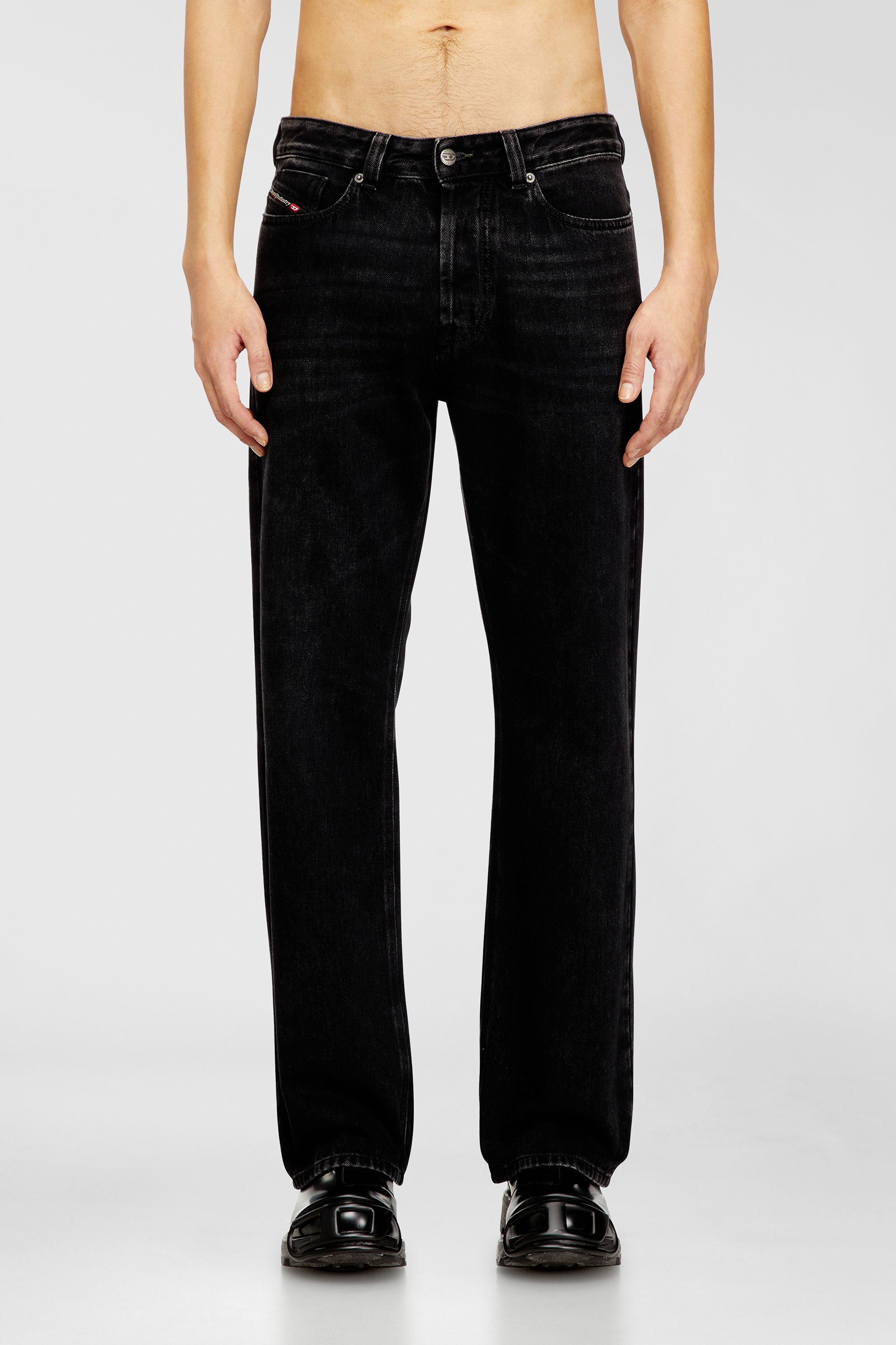 Diesel Relaxed Jeans Regular Waist 1980 D-Eeper, Black/Dark grey, Button fly
