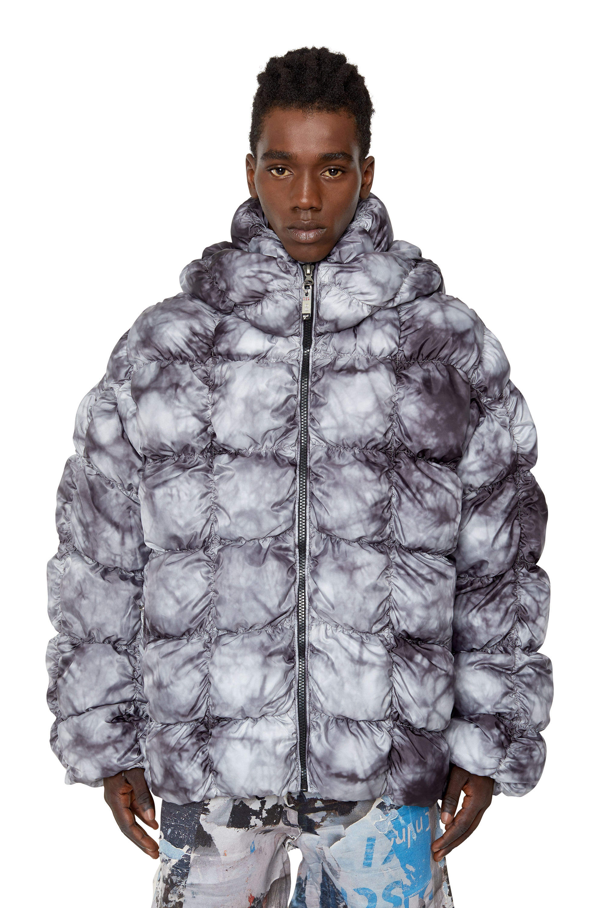 Diesel - Smocked padded ripstop jacket - Winter Jackets - Man - Grey