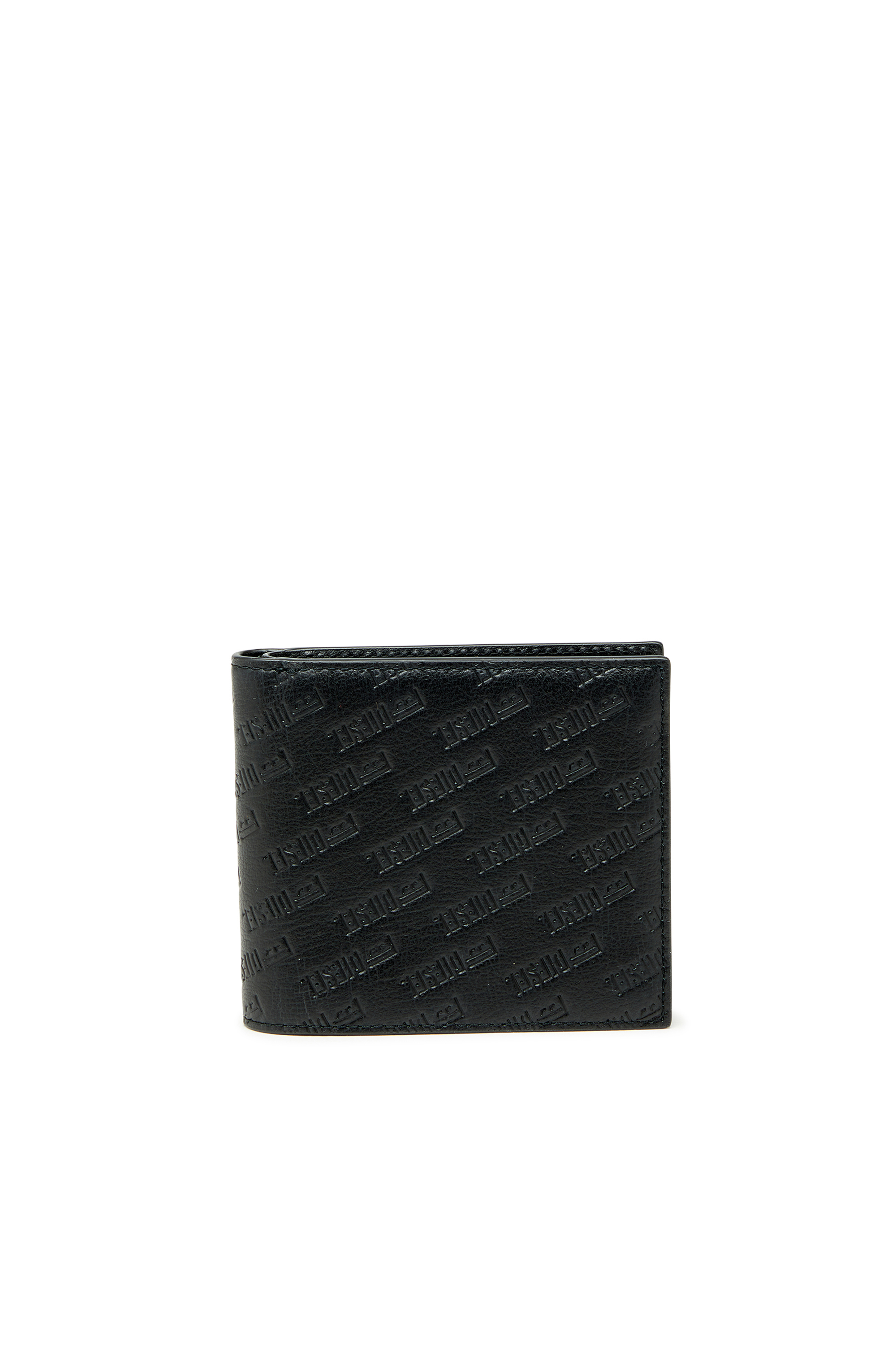 Diesel Men's Black - Leather Bi-Fold Wallet With All-Over Embossed Logo - Wallets - Man Uni