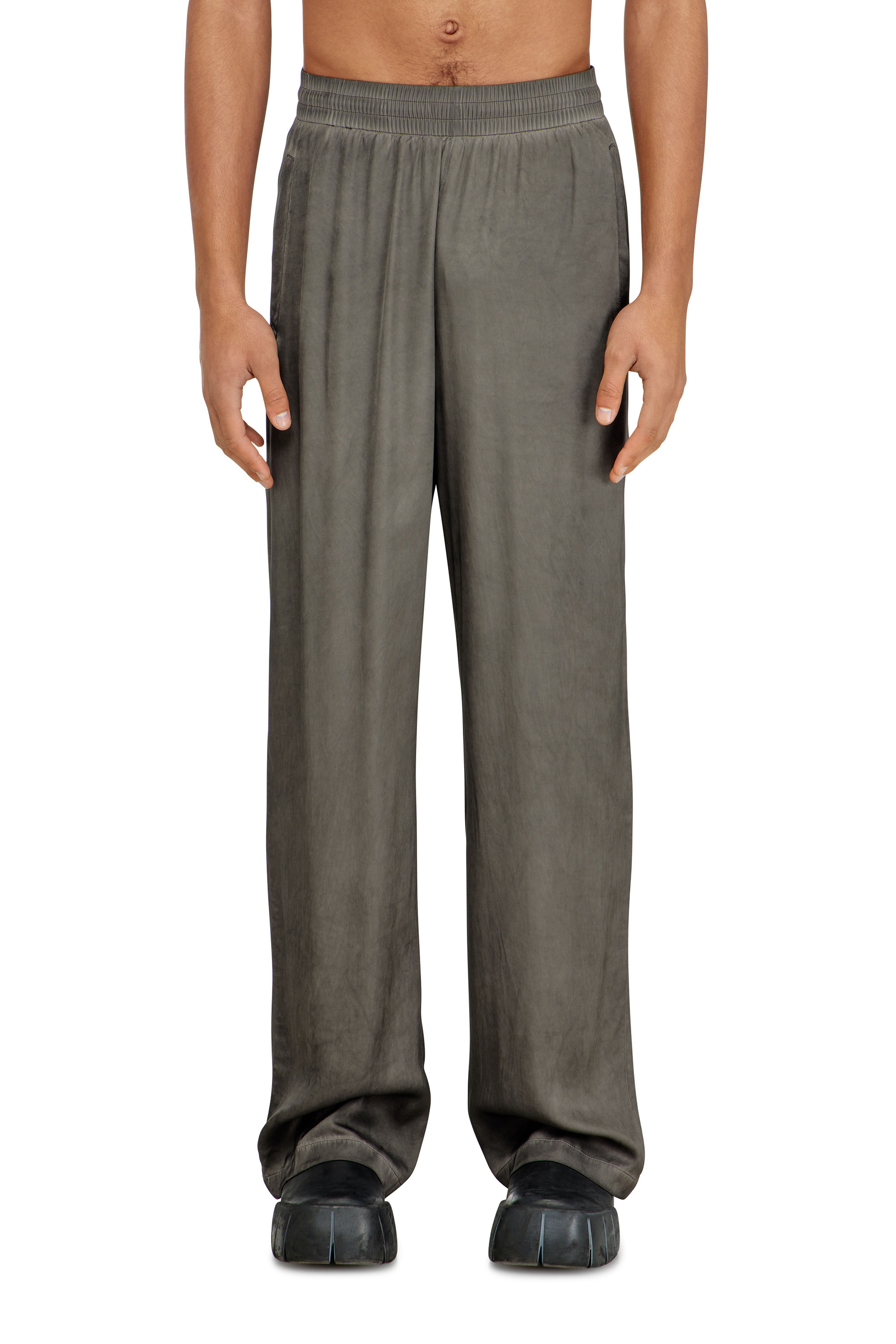 Diesel - P-THECK-ALBG, Man's Track pants in treated fluid viscose in Dark grey - 2