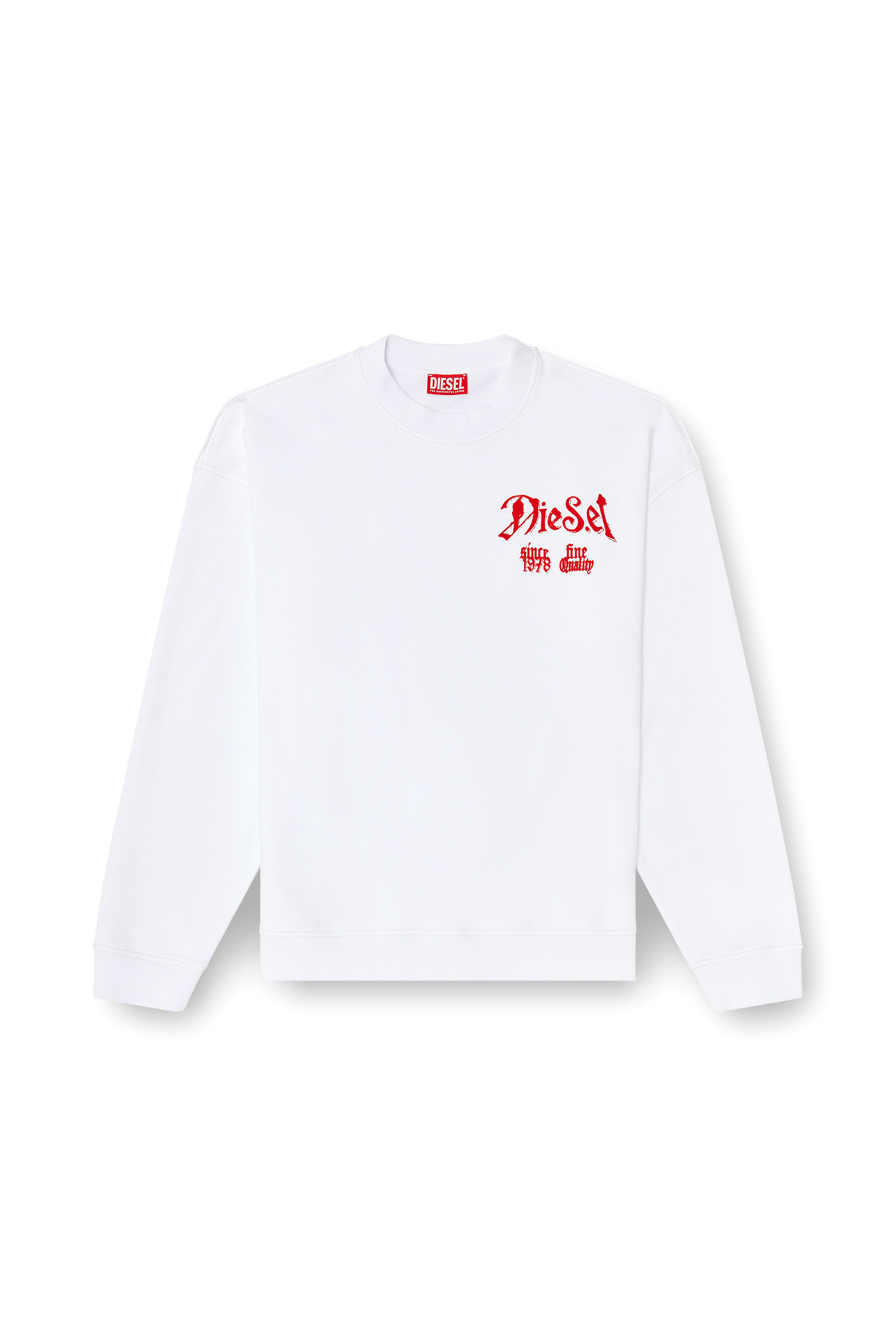 Diesel - S-BOXT-AA2, Man's Cotton sweatshirt with flocked graphics in White - 2