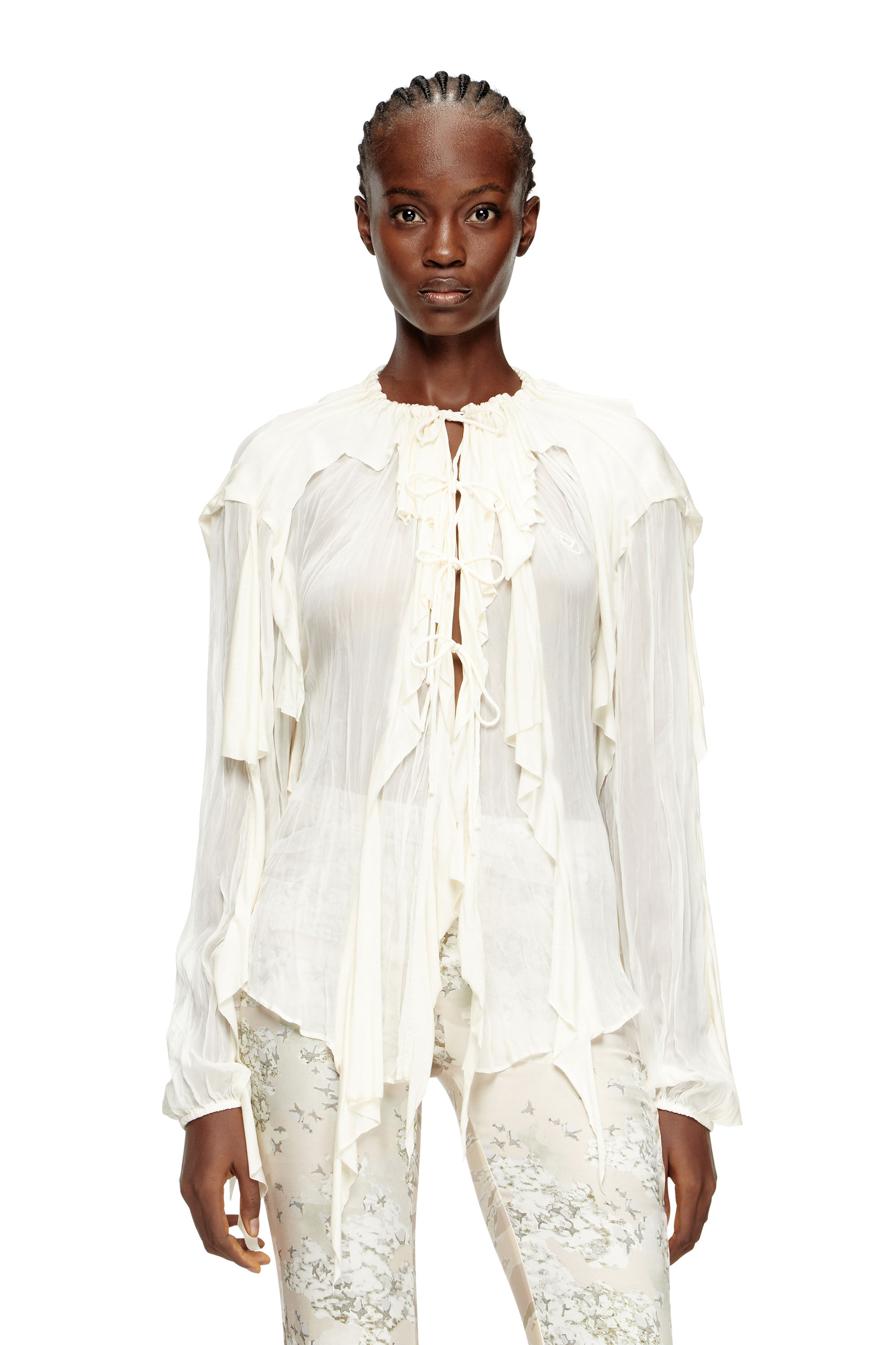 Diesel - Flounce blouse in crinkled muslin - Shirts - Woman - White