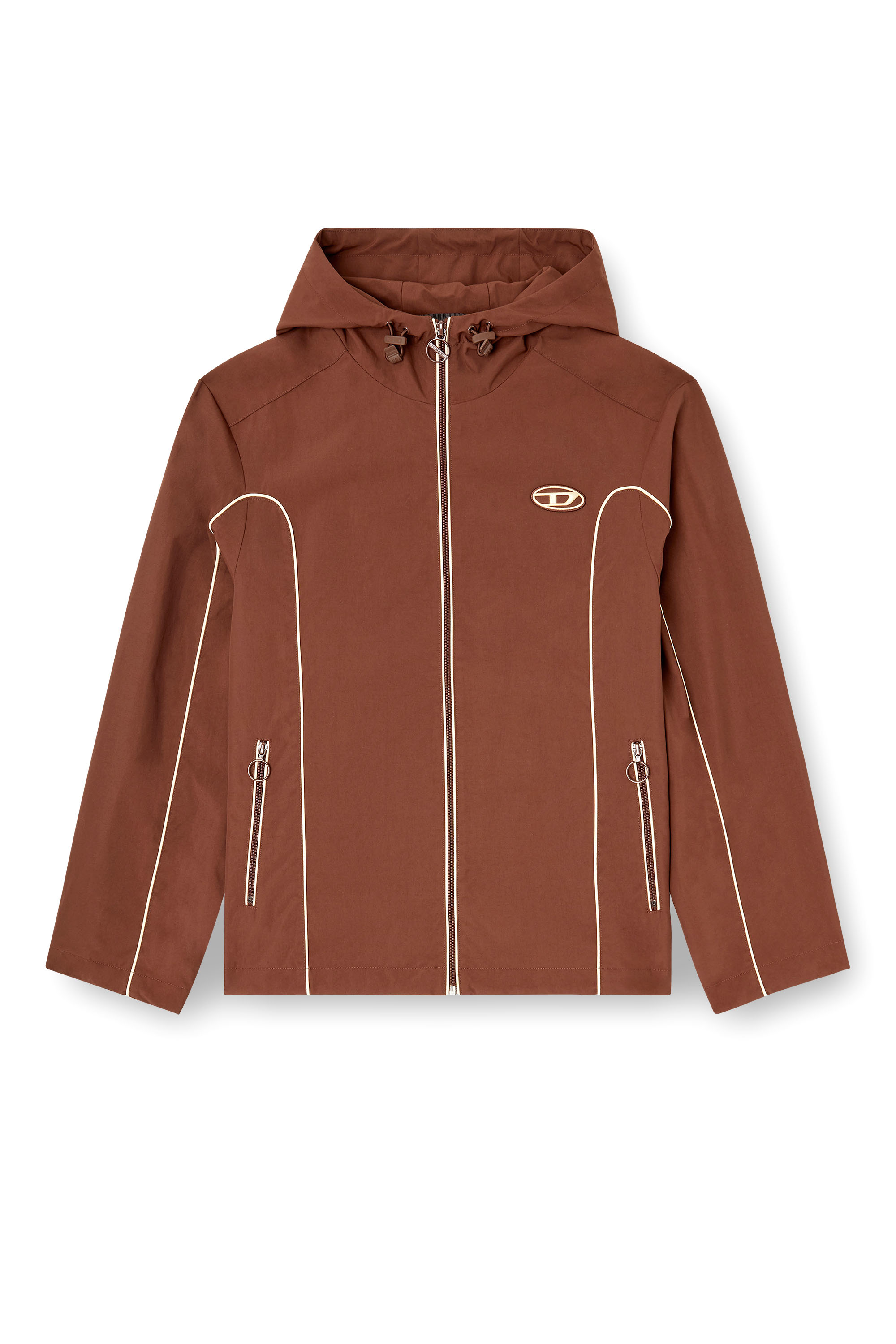 Diesel - J-HIVES, Man's Windbreaker with contrast piping in Brown - 3