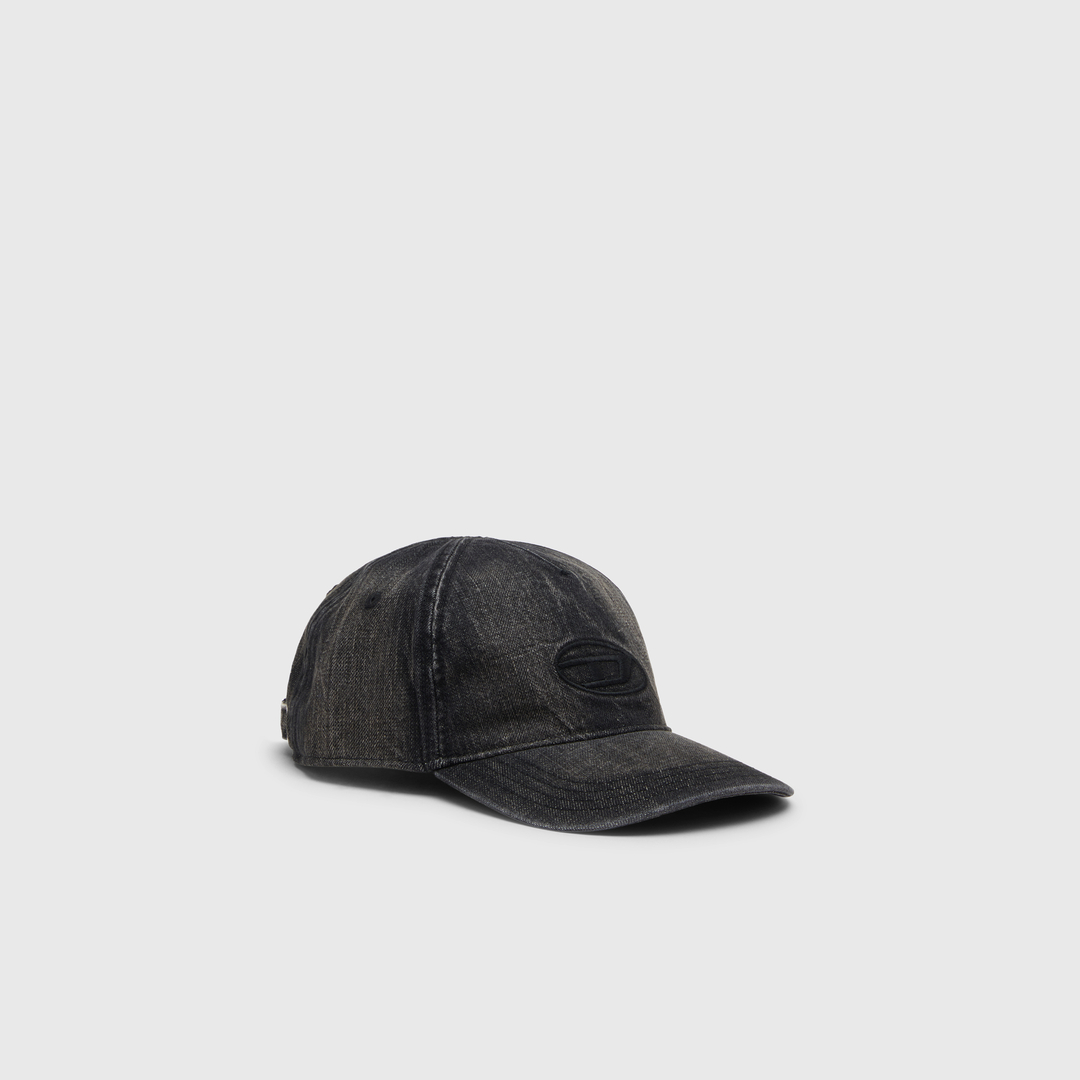 Diesel - Denim cap with frayed details and embroidered logo - Caps - Man - Black
