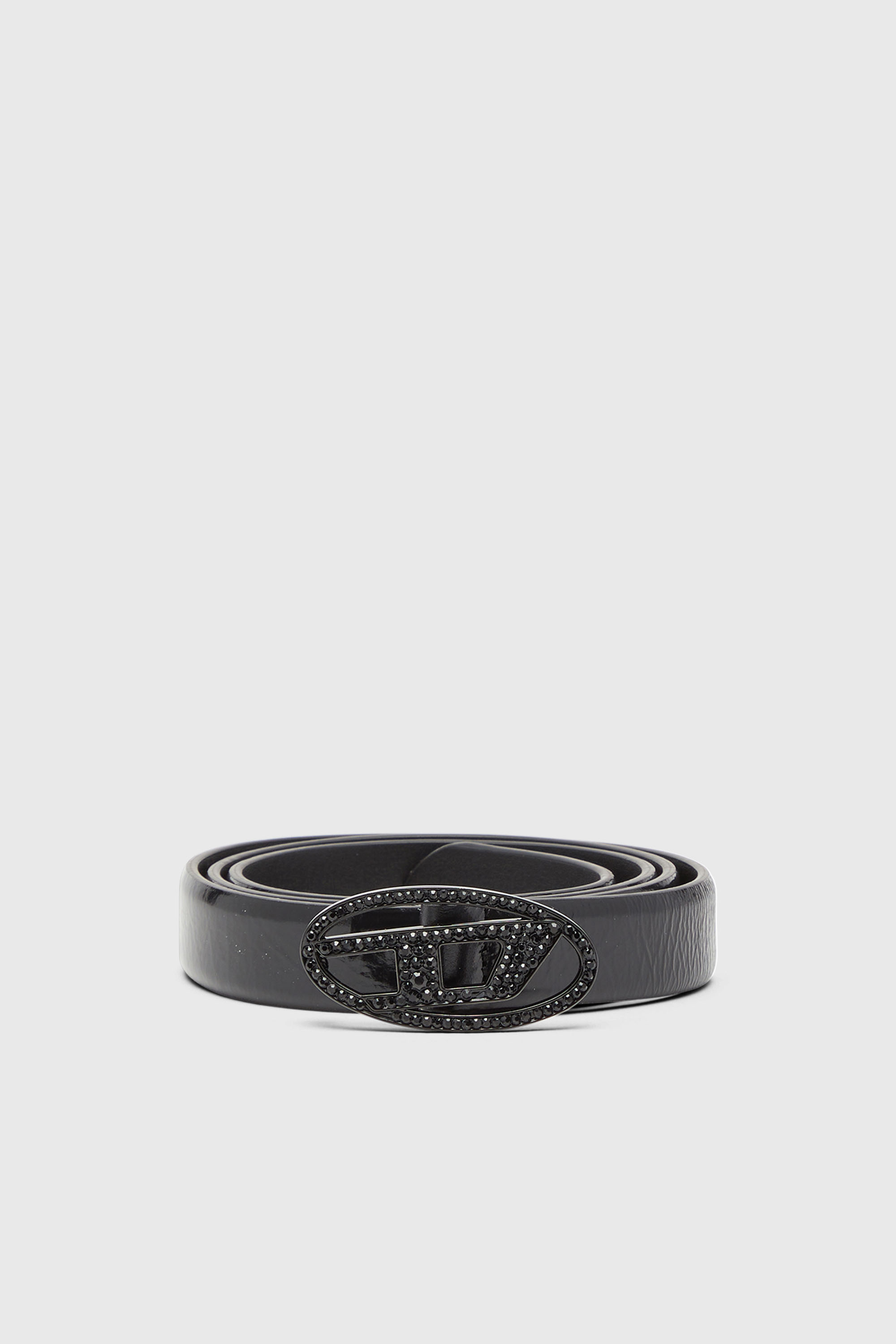 Diesel, 2 cm leather belt with crystal buckle, Belts, Woman in Black