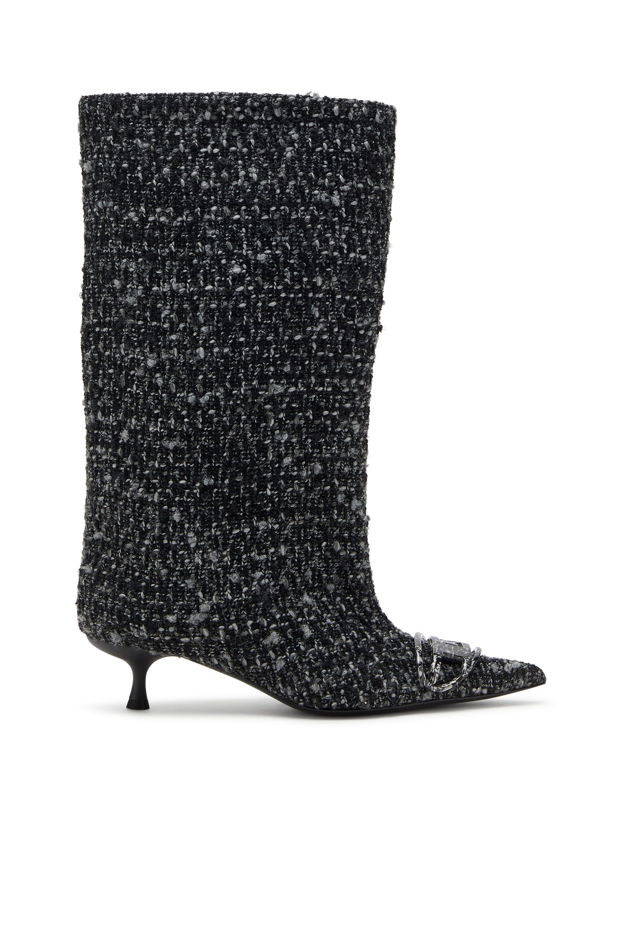 Diesel D-venus-bouclé Knee-high Boots In Black