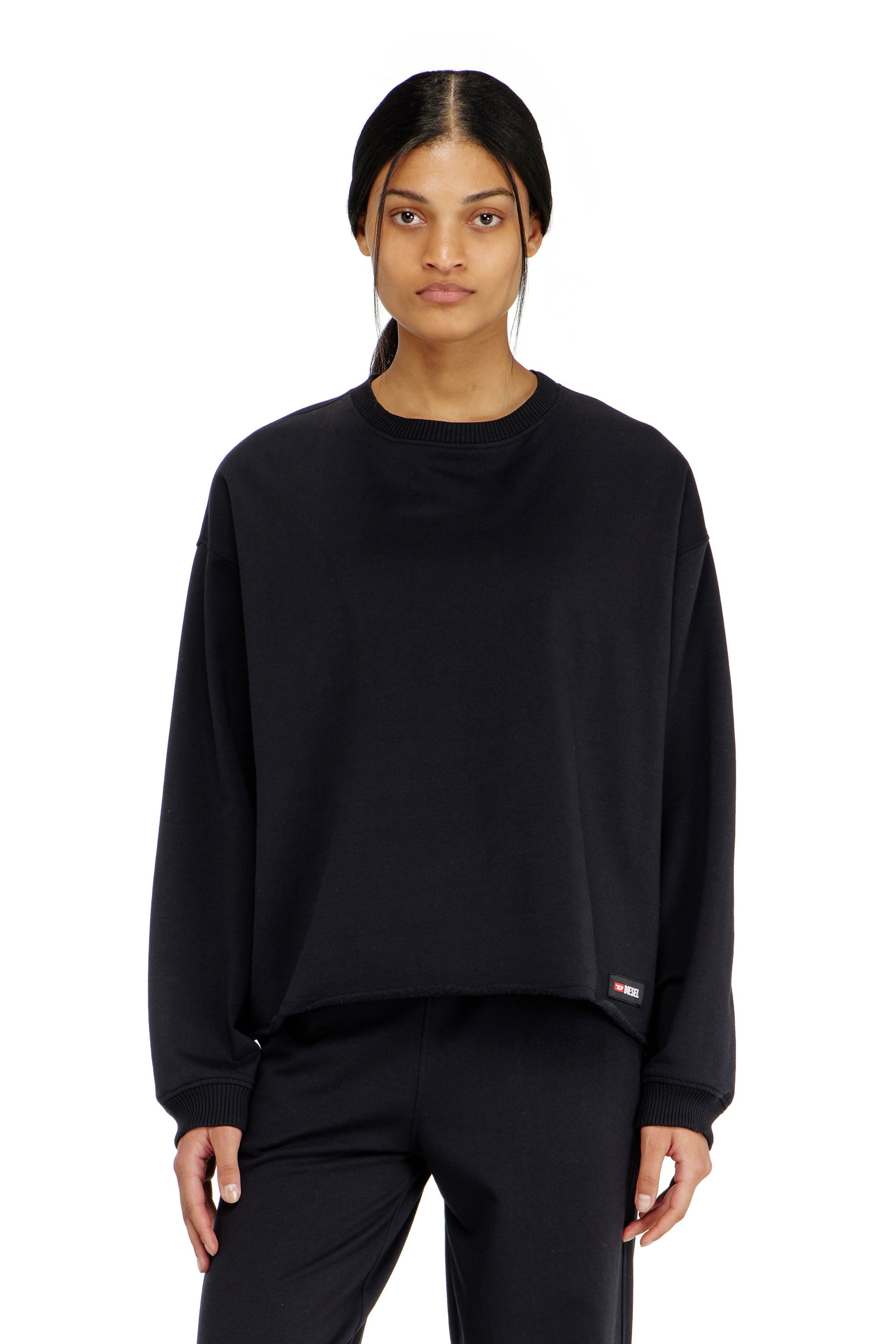 Diesel Women's Black - Peached Sweatshirt With Raw Hem - Tops - Woman Extra Small