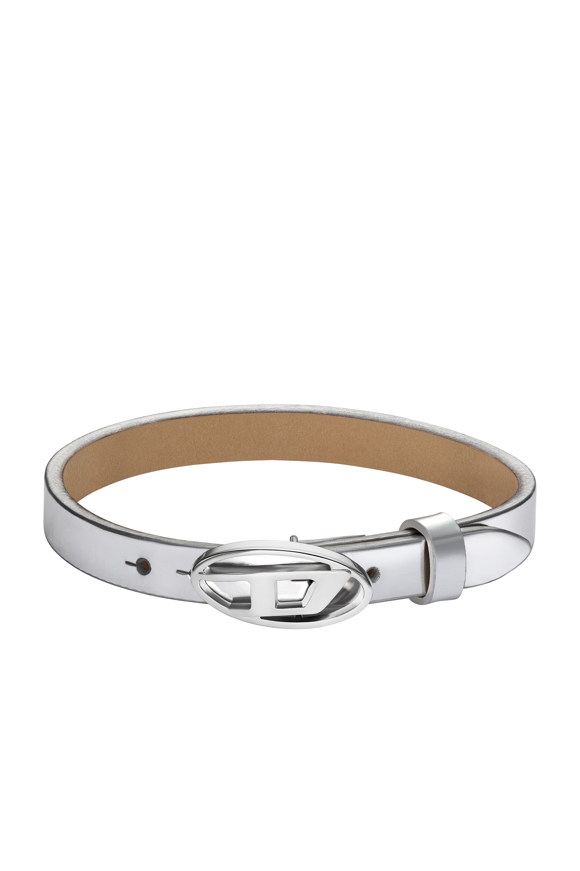 Shop Diesel Bracciale Abbinabile In Pelle Argento In Silver