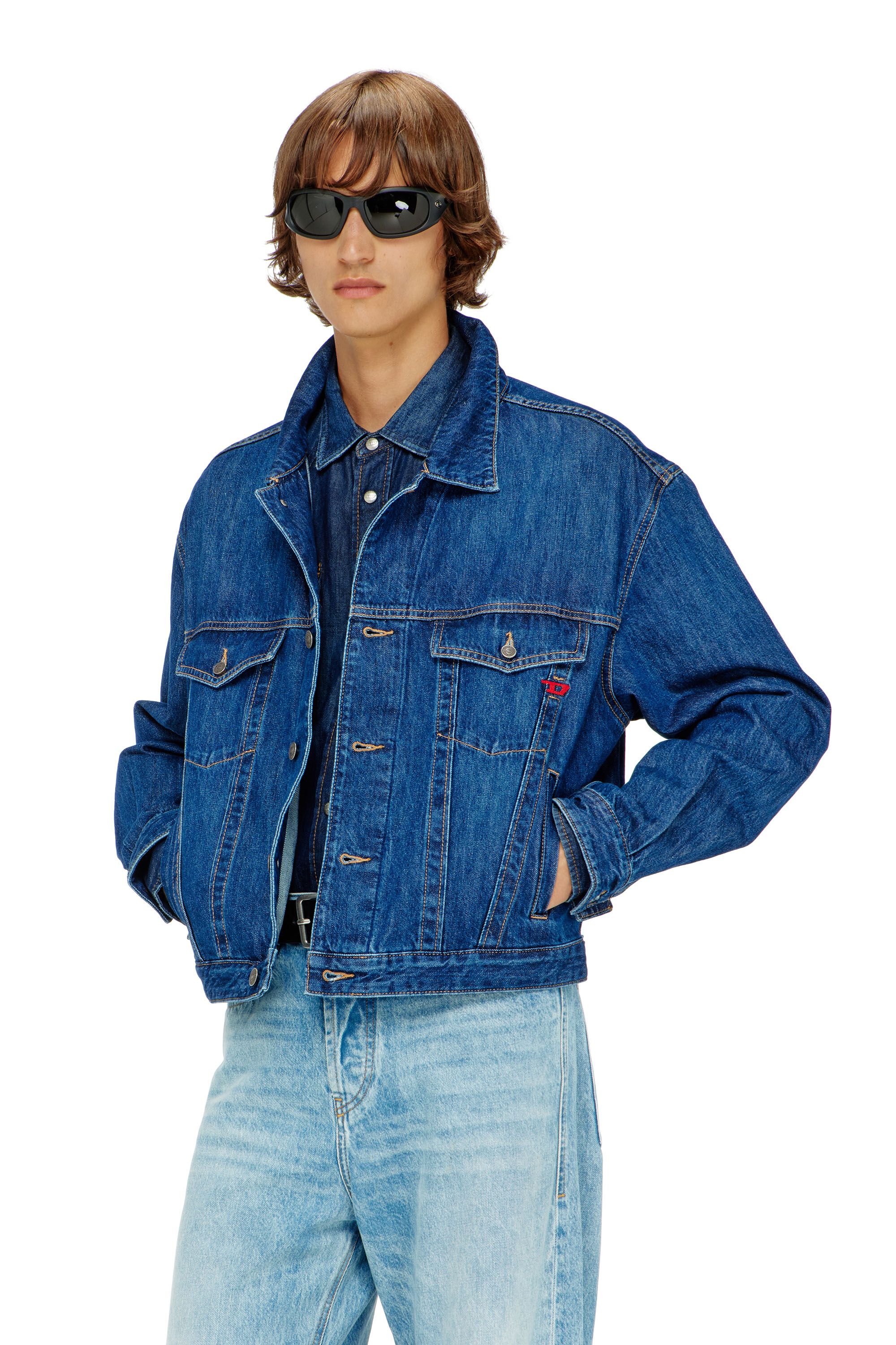 Diesel Hombre Azul Marino - Chaqueta Trucker De Denim - Chaquetas De Denim Pequeño