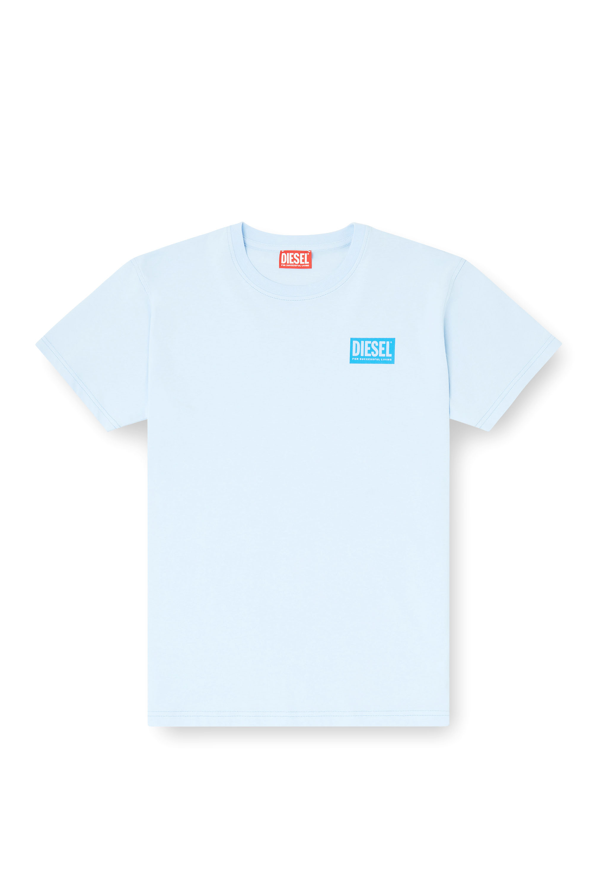 Diesel - T-NORMY-S6, Woman's Organic cotton jersey t-shirt with crew neck and logo print in Light Blue - 2