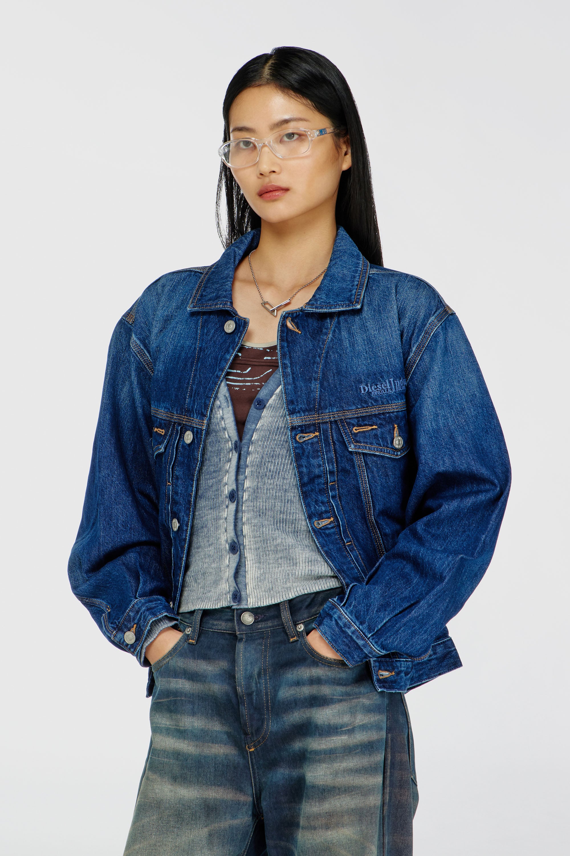 Diesel - Veste trucker en denim - Vestes en denim - Mixte - Bleu