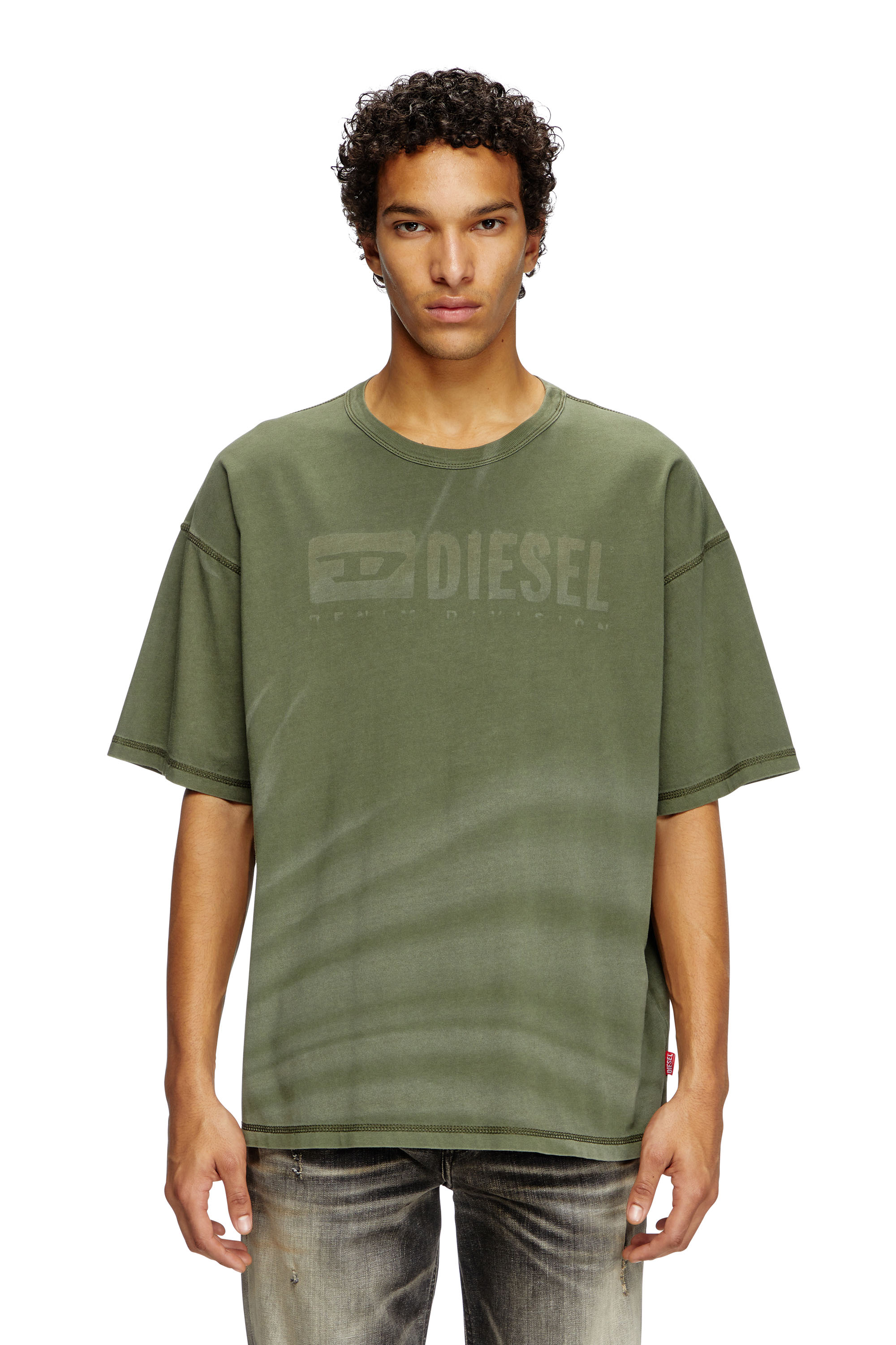Diesel Mens 51f T-adjust-r13 Crewneck Cotton-jersey T-shirt In Green