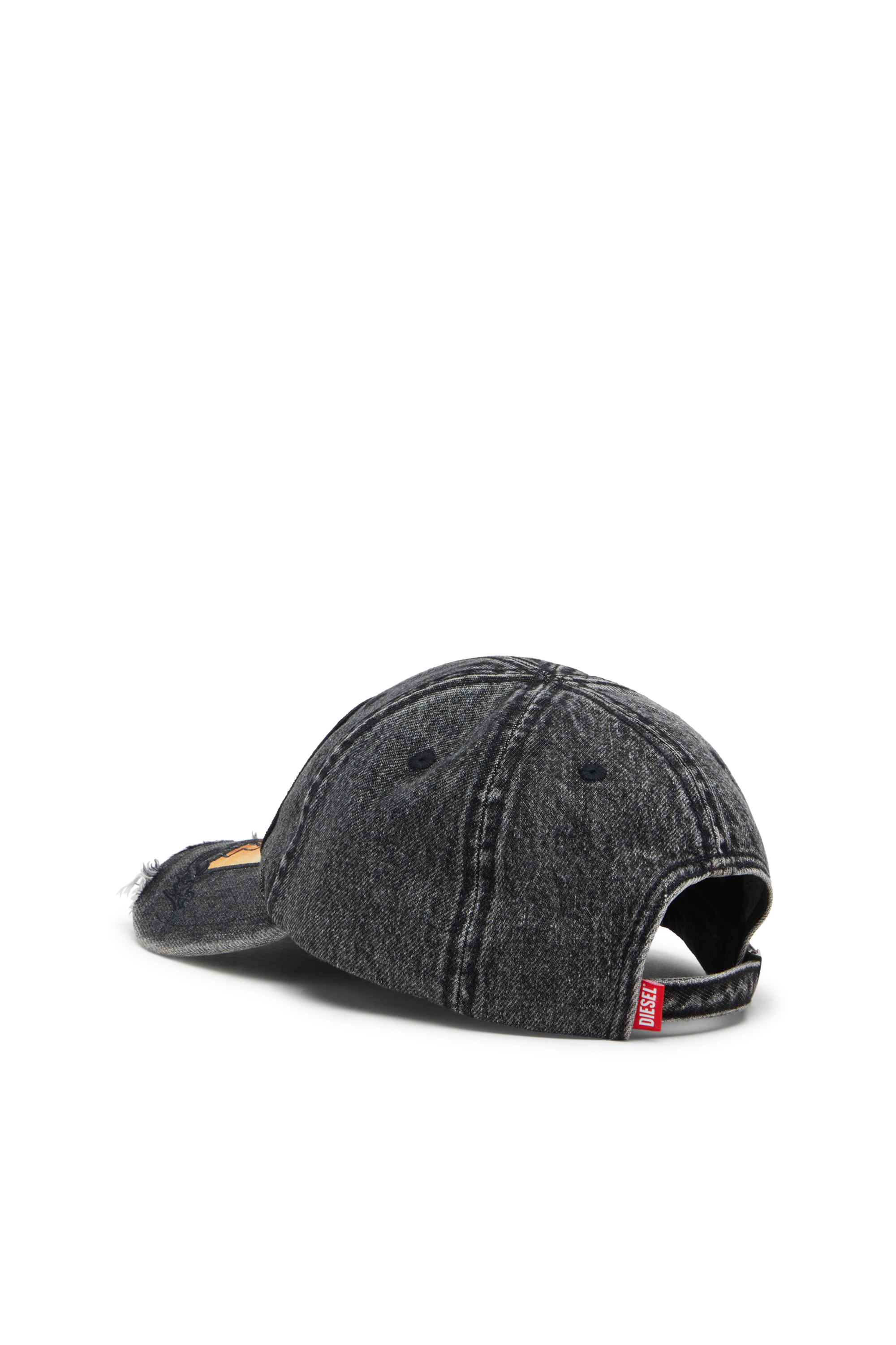 Diesel - C-MAN, Man's Denim baseball cap with patch and frayed details in Grey Jeans - 2