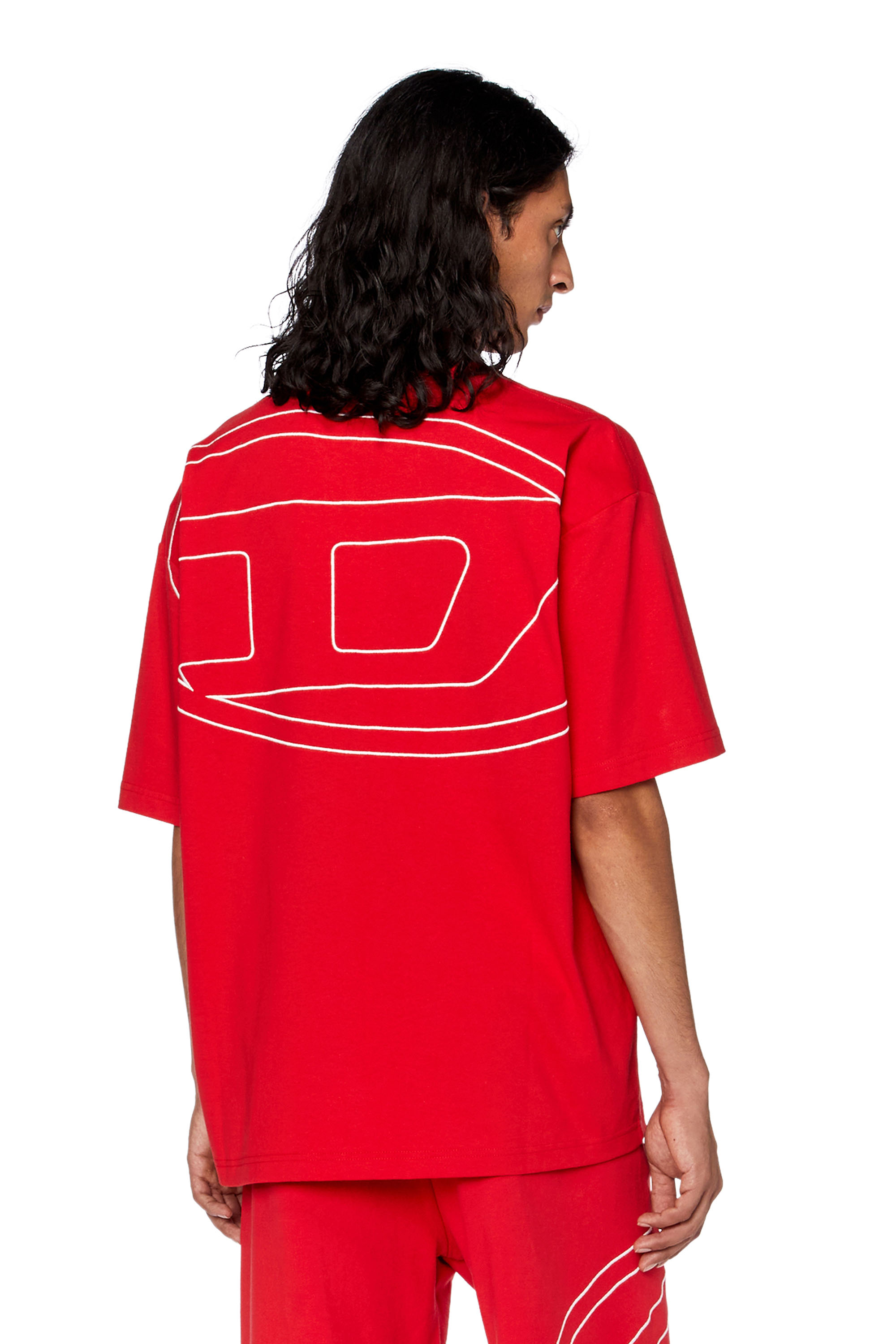 Shop Diesel T-shirt With Maxi Oval D Embroidery In Red